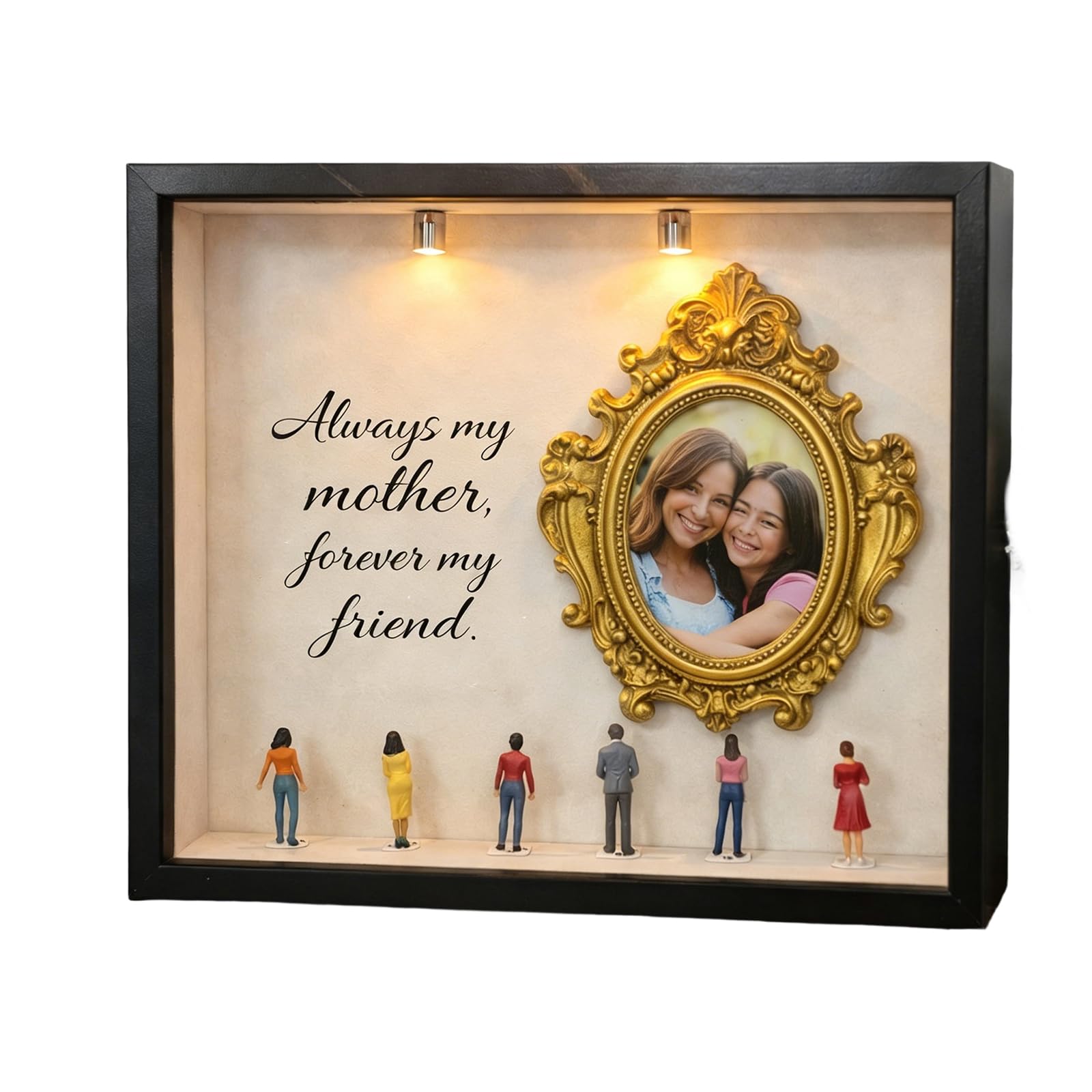 Shntig Diys Minis Museums Silhouetted Box Shadows Box Frame Set, Diys Photo Display Frame Set with Minis Figurine Personalize Photo Memory Display Case