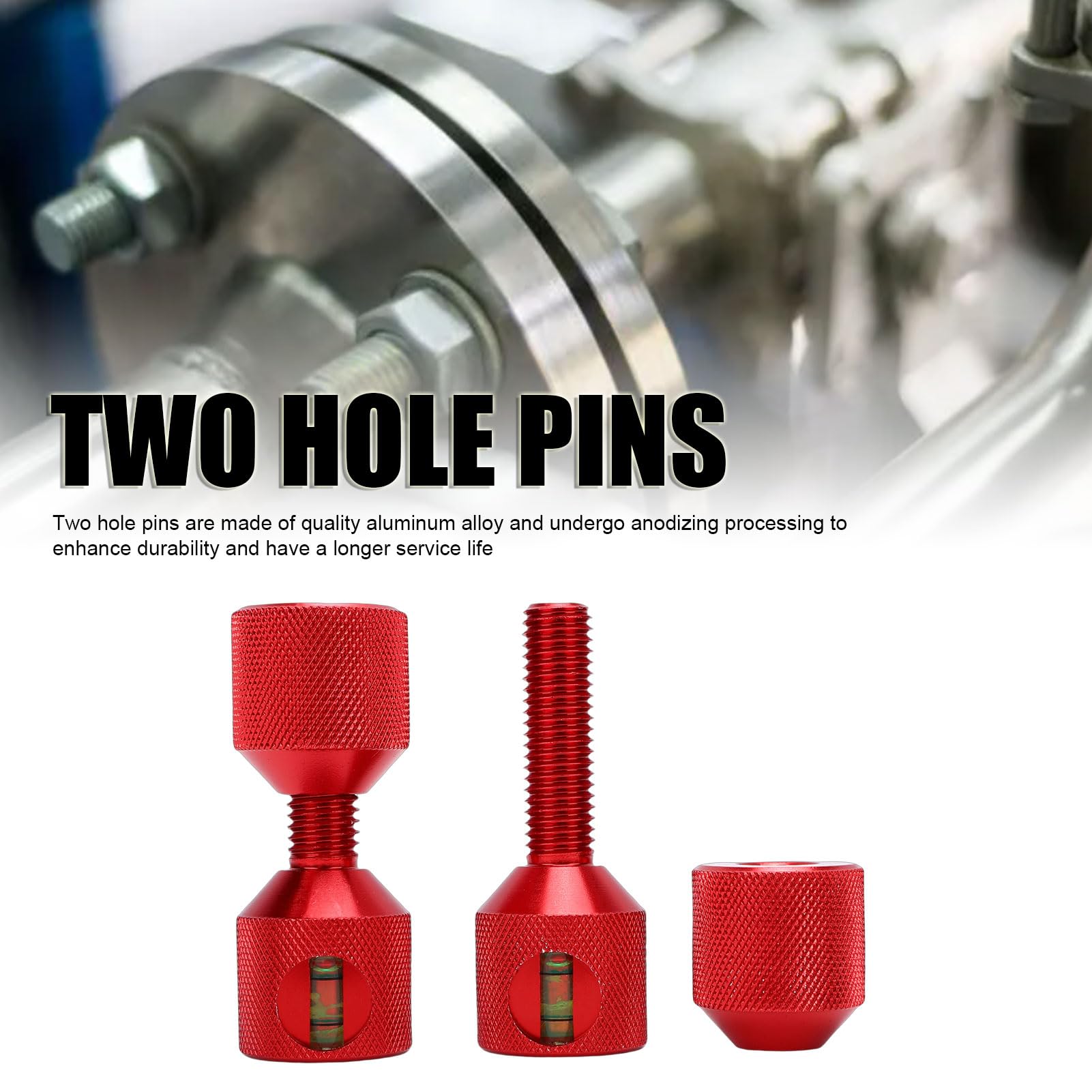 Naroote 2 Pièces Broches à Deux Trous 1-1/8 Pouces en Alliage D'aluminium Goupille D'alignement de Bride à 2 Trous avec Niveau intégré Finition Rouge Oxyde anodisé Fabrication Précise