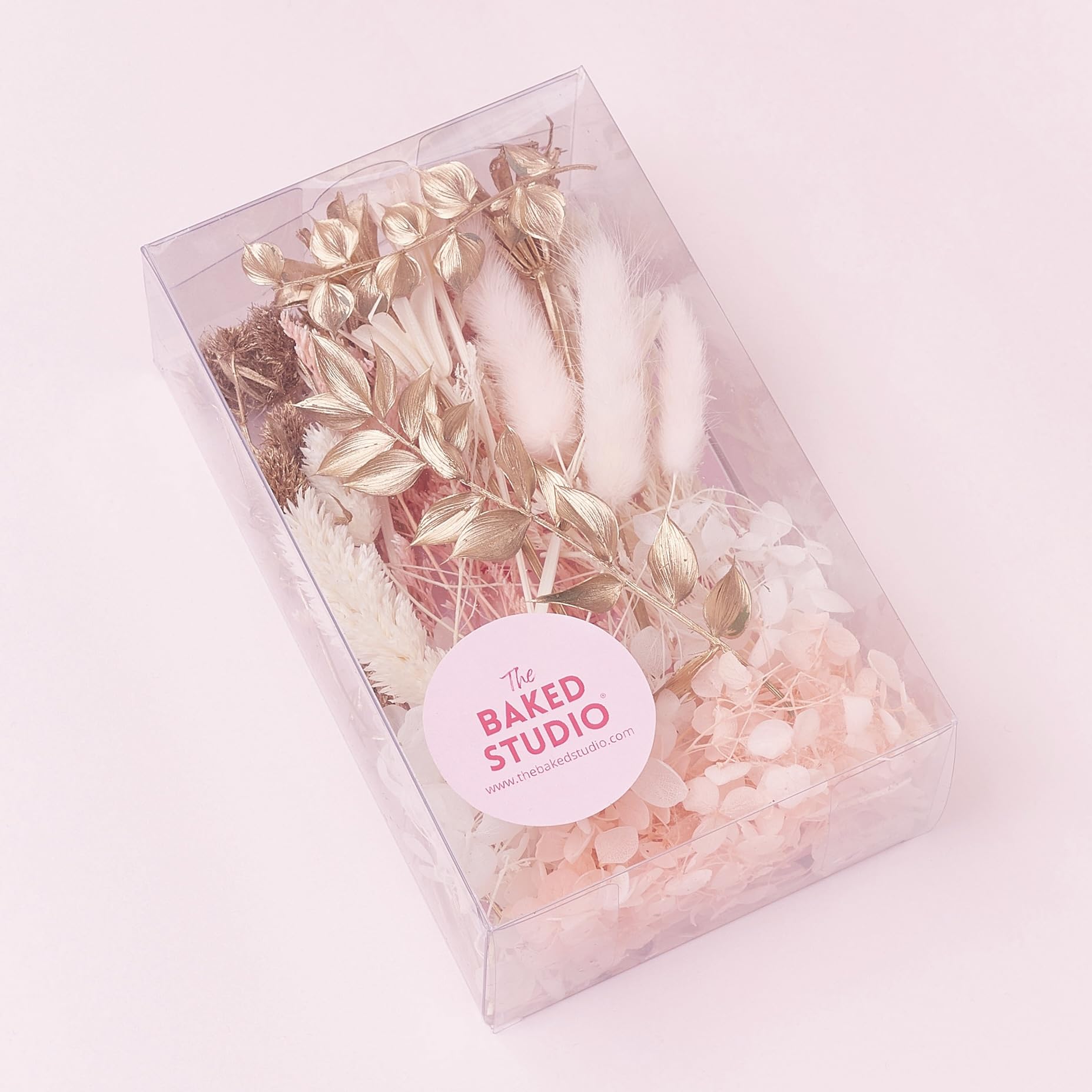 The Baked Studio - Deluxe Dried Flower Set (Light Pink, Gold & White)