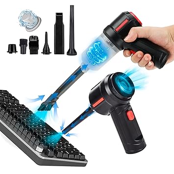Meudeen Battery Operated Air Duster for Keyboard Cleaning, Cordless, Powerful, Energy-Efficient (Black)