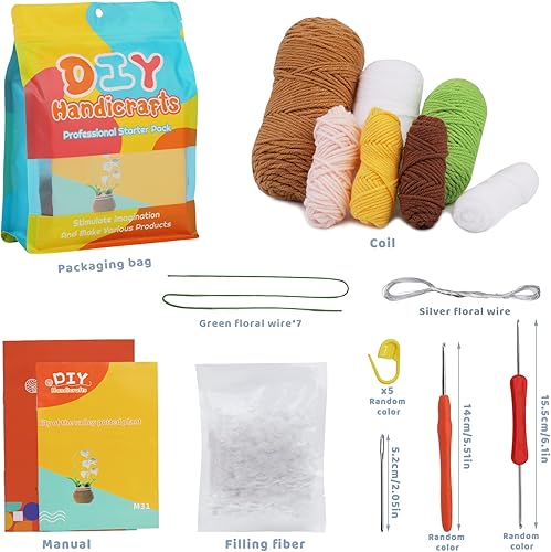 Miniatura 15 de kgxulr Kit de ganchillo para principiantes, kit de ganchillo Little Daisy para principiantes, kit de inicio de ganchillo para principiantes