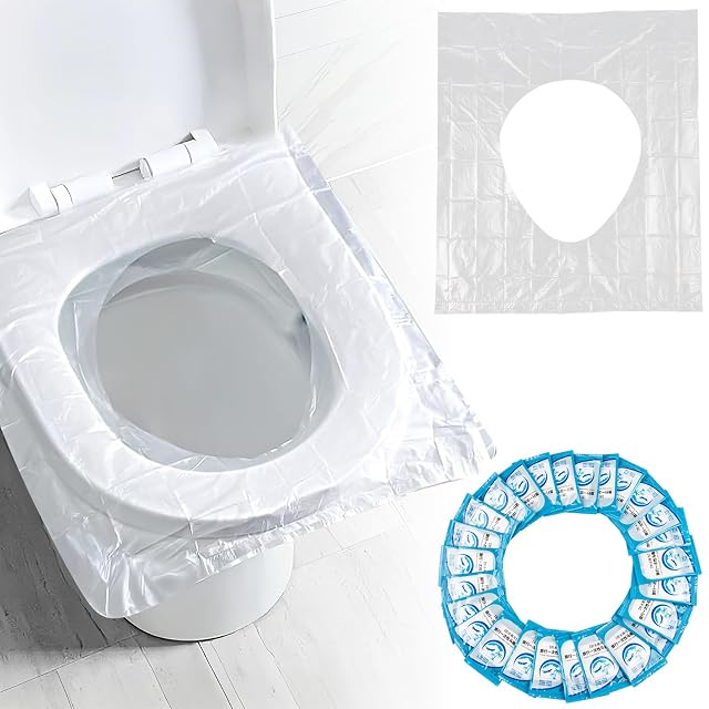 Disposable Toilet Seat Cover - Plastic Toilet Seat Covers Waterproof Non-Slip Individually Wrapped Friendly Packing For Travel Potty