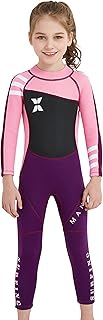 Traje de Neopreno Infantil Wetsuit para Niñas de una Pieza Swimwear Bañador para Surf para Deporte Acuático Manga Larga Colorido