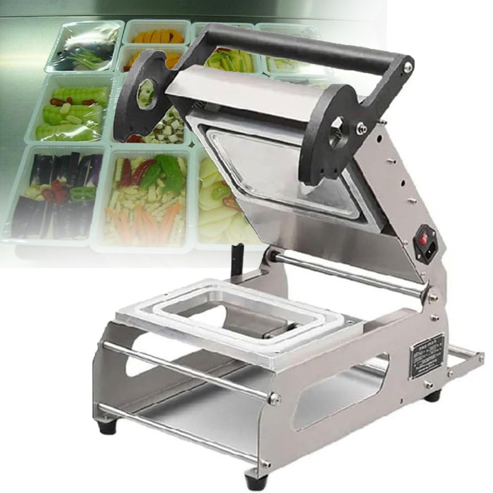 Selladora semiautomática de bandejas for alimentos selladora manual envasadora loncheras contenedores 7-8 veces por minuto