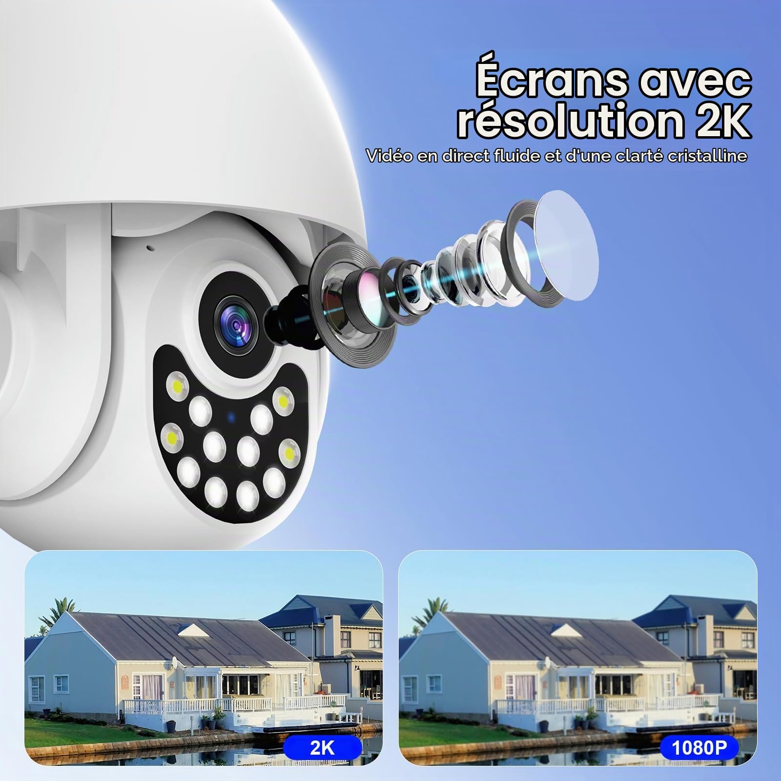 Système d'alarme sans Fil pour la Maison avec caméra, système de sécurité WiFi + 4G avec écran Tactile de 4,3 Pouces, sans Frais mensuels, Compatible avec Alexa