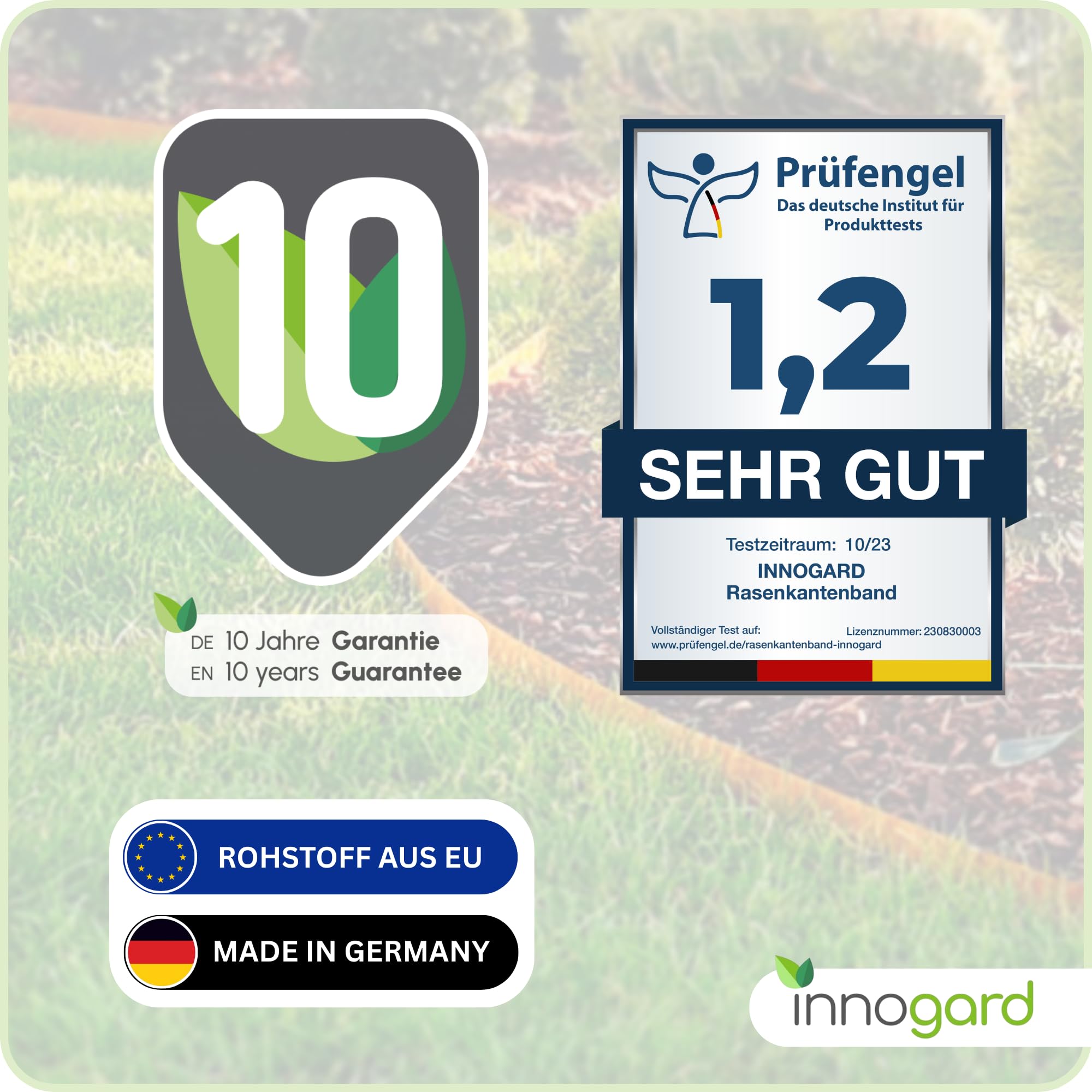 innogard Rasenkante Cortenstahl L10m H20cm - Flexible Beeteinfassung 1 mm stark Rasenkantenband für Garten Beetbegrenzung Beetumrandung