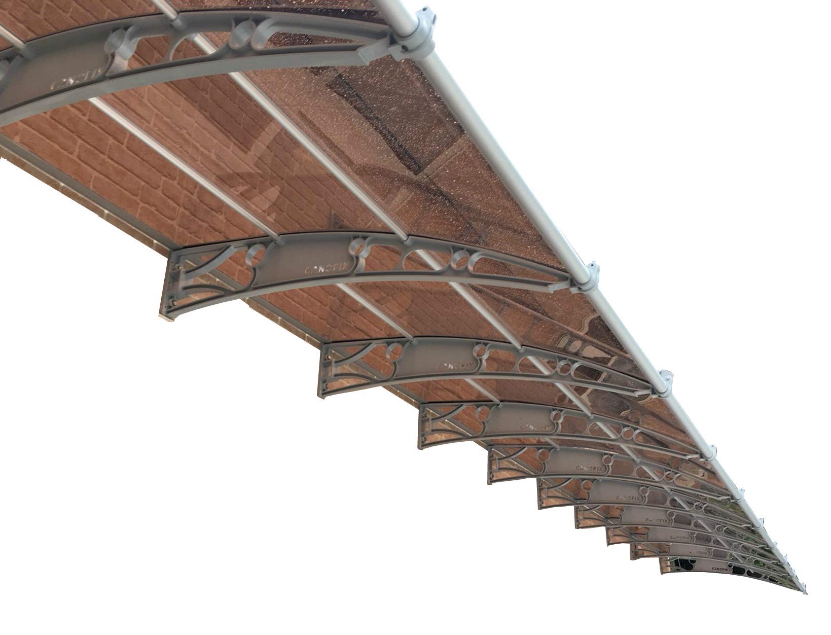 CANOFIXDoor Canopy PC 9000W x 1500P / DIY Polycarbonate Cantilever Awning/Window Door Pathway Walkway Garden Shed Porch Patio (Grey Bracket - Bronze Sheet)