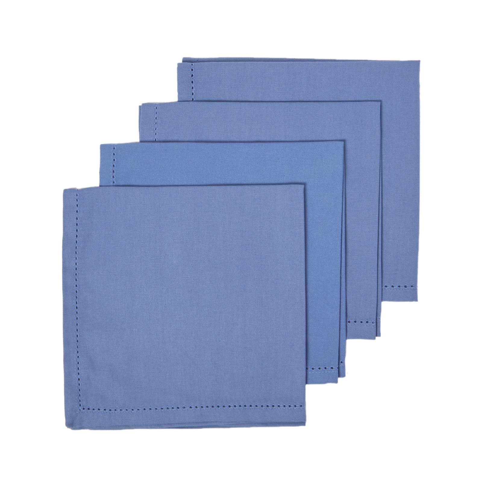 Homescapes Air Force Blue Premium Blue Cloth Napkins, Set Of 4, Handcrafted, Plain 100% Cotton Fabric Napkins, Washable & Reusable, Dinner Table Napkins For Parties, Events & Weddings - Airforce Blue, 45 X 45Cm