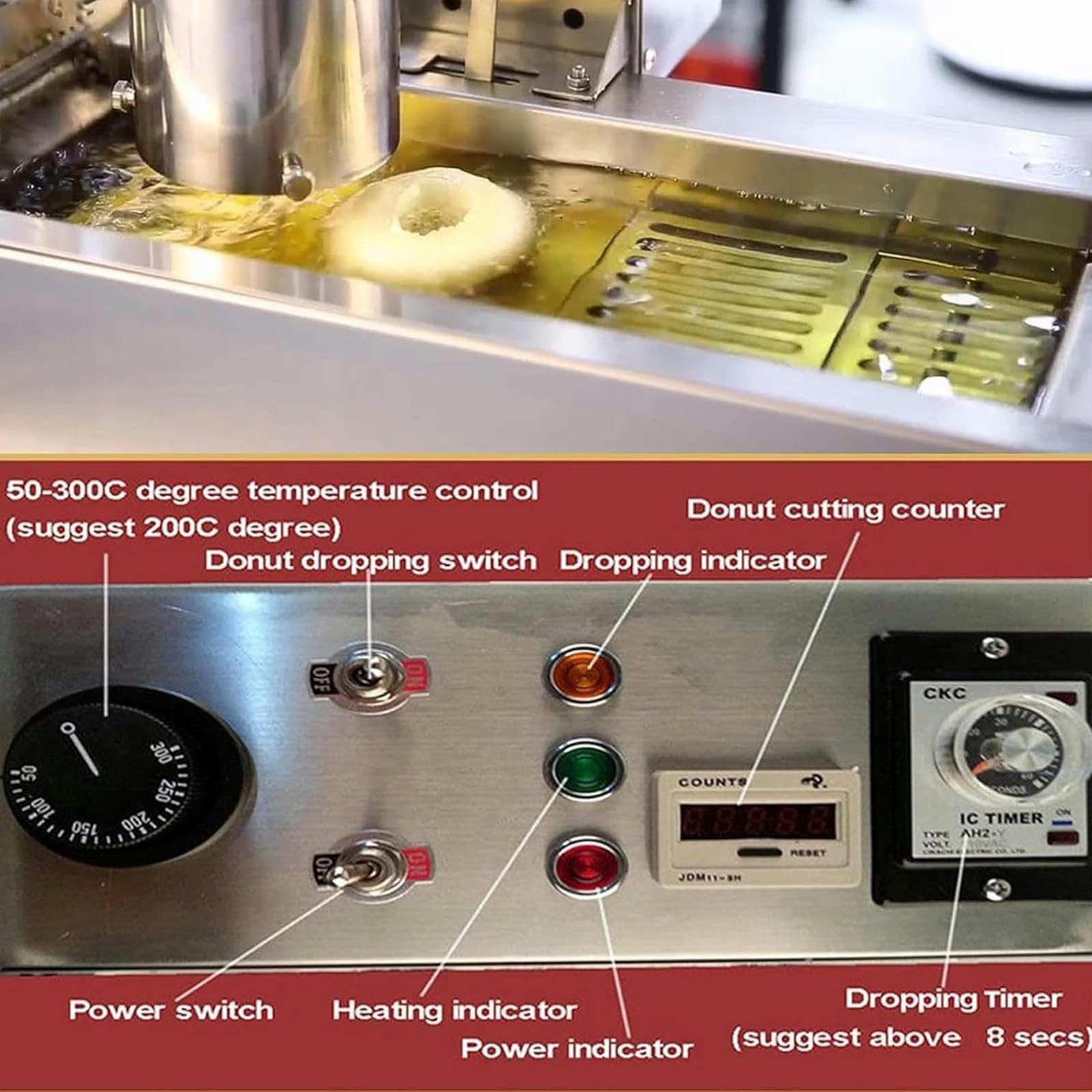 Mini máquina comercial para hacer donas de una sola fila, 500 piezas/hora