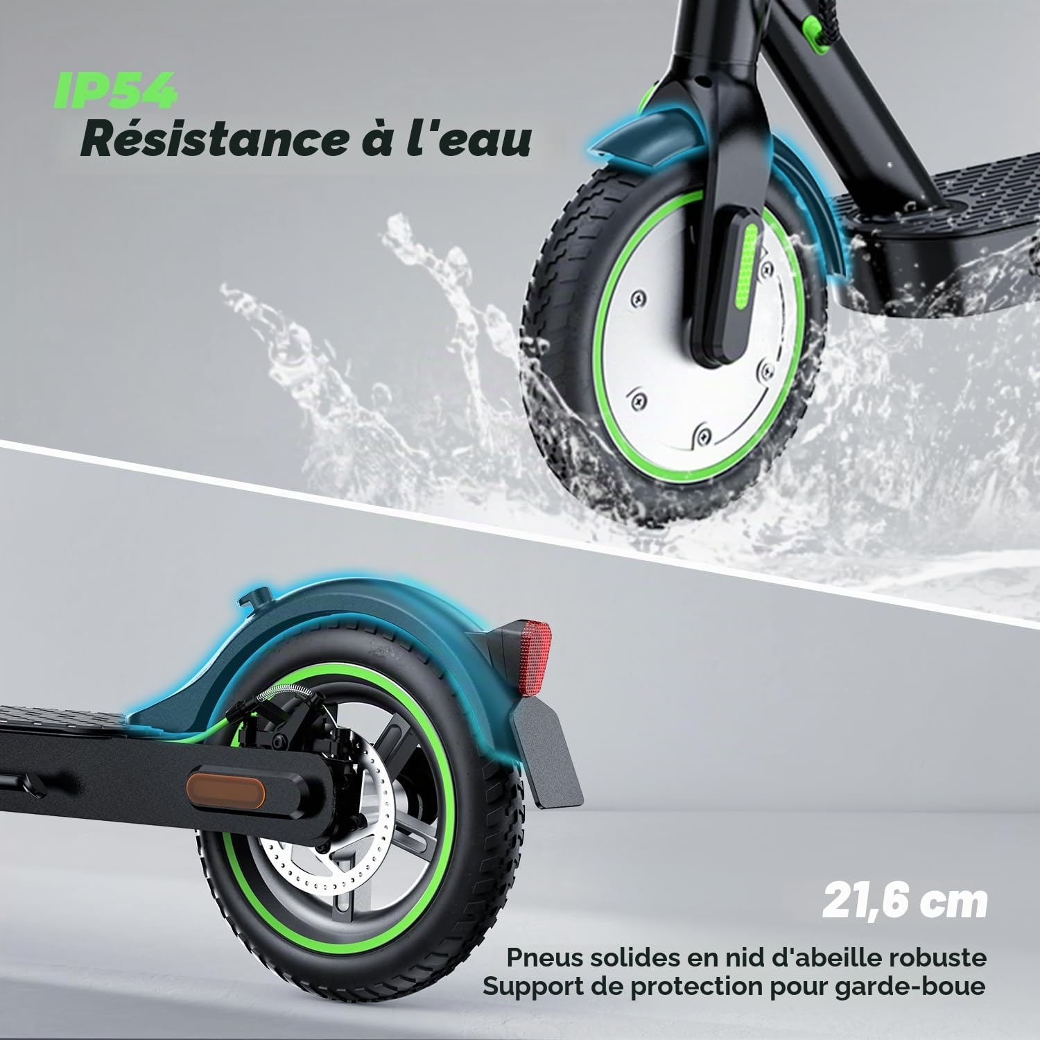 isinwheel S9Pro Trottinette électrique pour Adultes avec autorisation de Circulation routière, Moteur 350 W, Batterie 7,5 Ah jusqu'à 30 km, pneus 8,5", Application et écran LED, pour Adultes