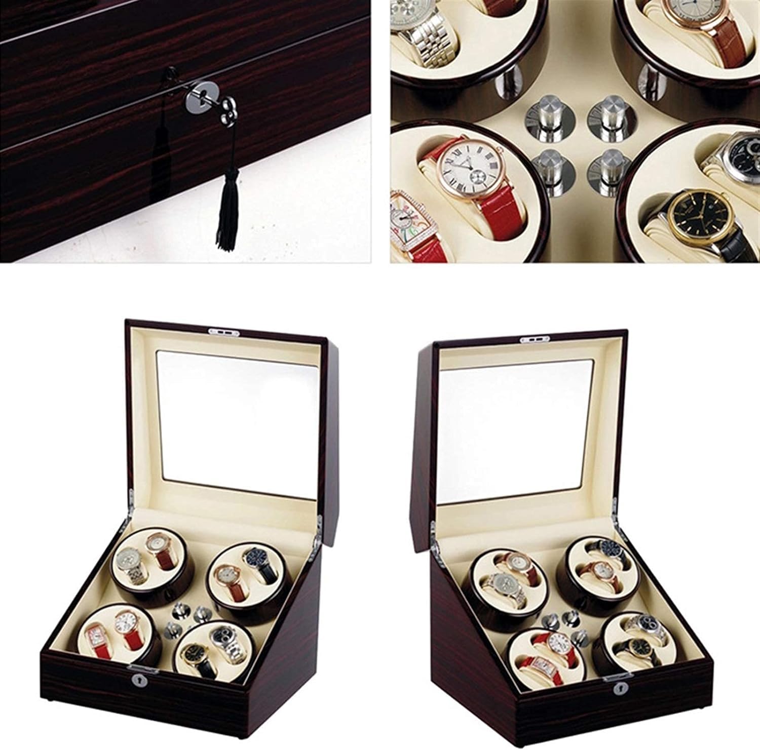 FENOKD Watches and Jewelry Automatic Watch Winders Box 8, 4 Rotation Modes, Super Quiet Motor, Wood Shell with Piano Paint, Bla