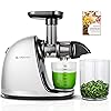 Cold PressJuicer,AMZCHEF Slow Masticating Juicer Machines with Reverse Function, High Juice Yield, Easy Clean with Brush,Recipes for High Nutrient Fruits and Vegetables, White(Updated)