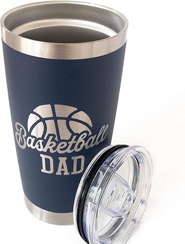 Miniatura 4 de Basketball Dad Tumbler, Mens Thermal Coffee Mug 20 0z Navy Travel Mug, Basketball Gift Ideas for Men