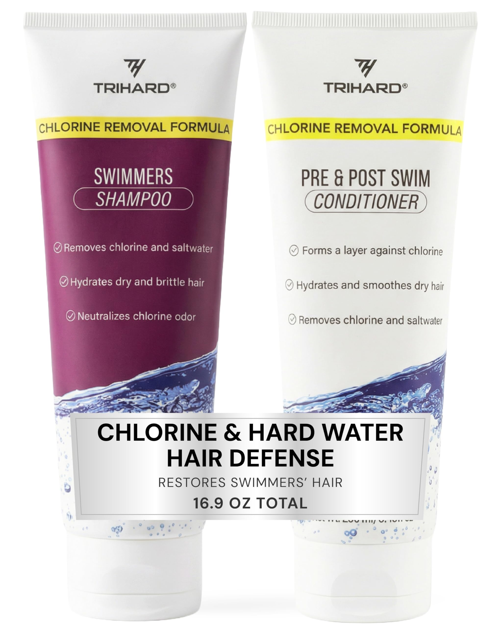 Chlorine Defense Swim Shampoo and Conditioner Combo, Protect and Hydrate Hair from Pool & Ocean, Nourishing Pre and Post Swim Chlorine and Hard Water Hair Protection