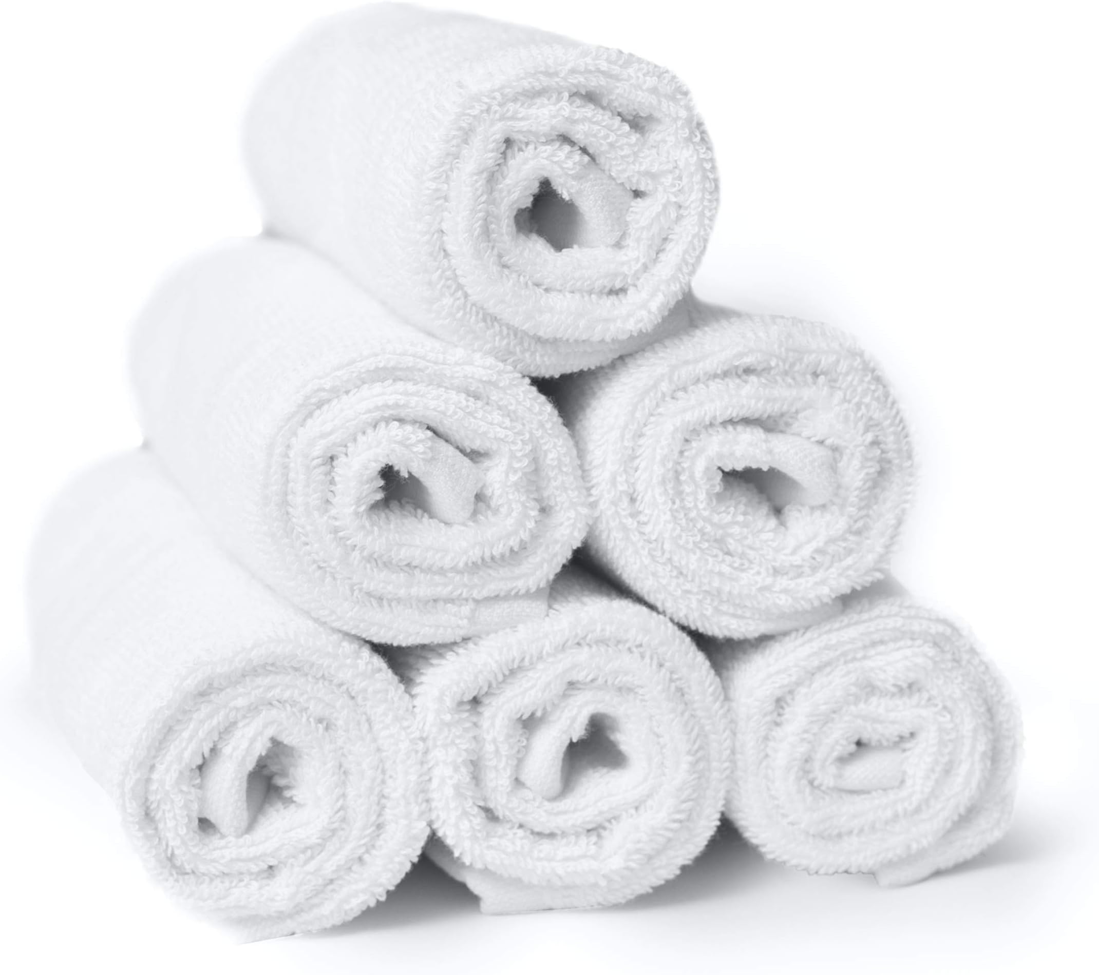 RosenSoft Oversized Wash Clothes-16x14 in Extra Large Wash Cloths for Body and Face, Hand Gym Spa- Fingertip Towels for Bathroom, Bath Towel Set (White, 6)