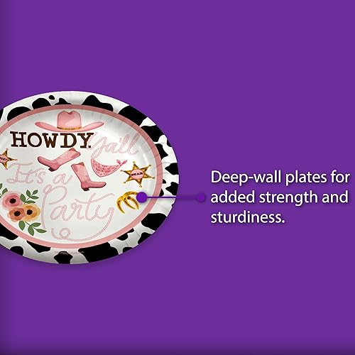 Miniatura 3 de Howdy Y'all - Suministros de fiesta de cumpleaños de vaca para niña, vajilla desechable con estampado de vaca de 32 piezas, decoraciones de rodeo