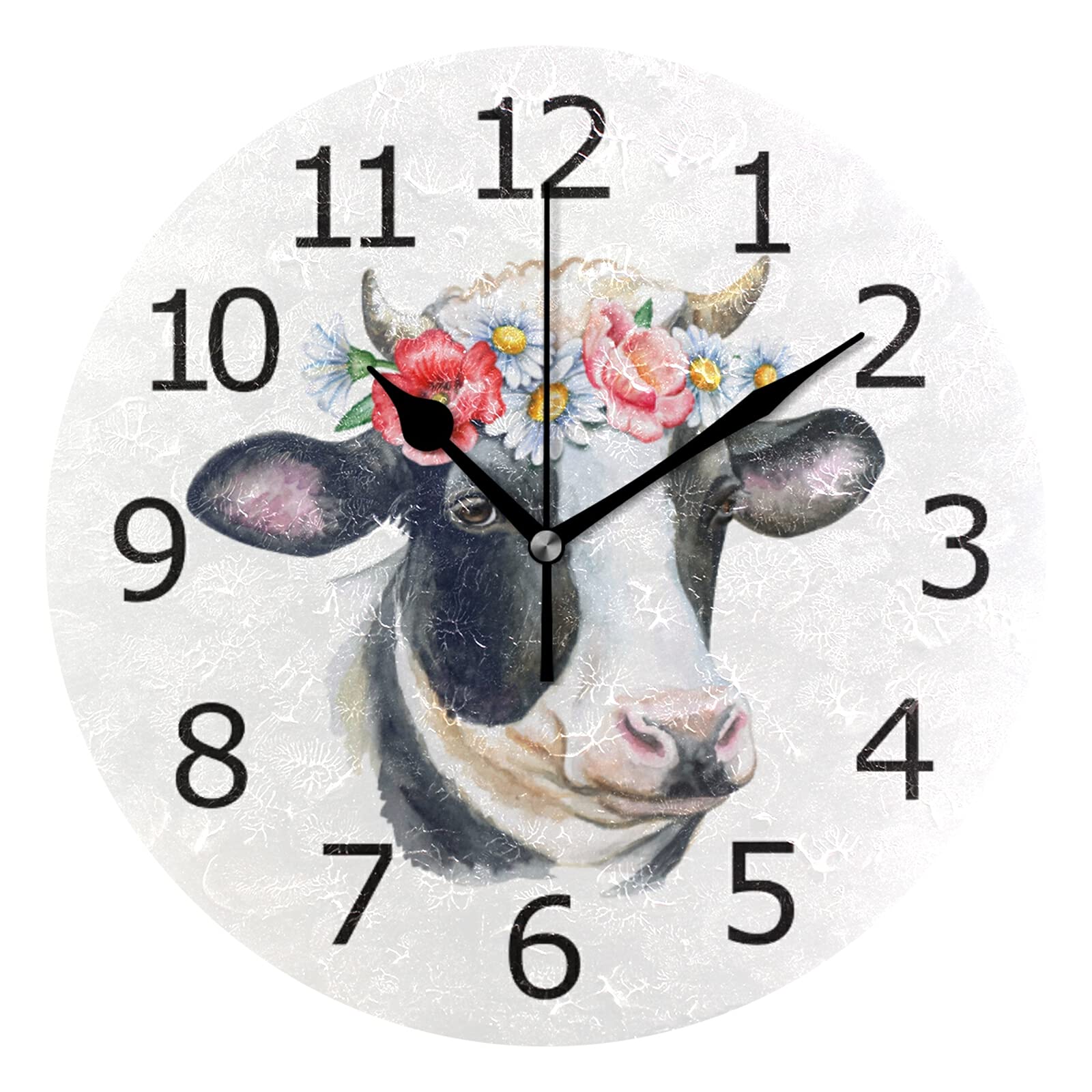 Pendules Murales pour Chambre Bureau Cuisine Horloge Ronde Vache 25Cm