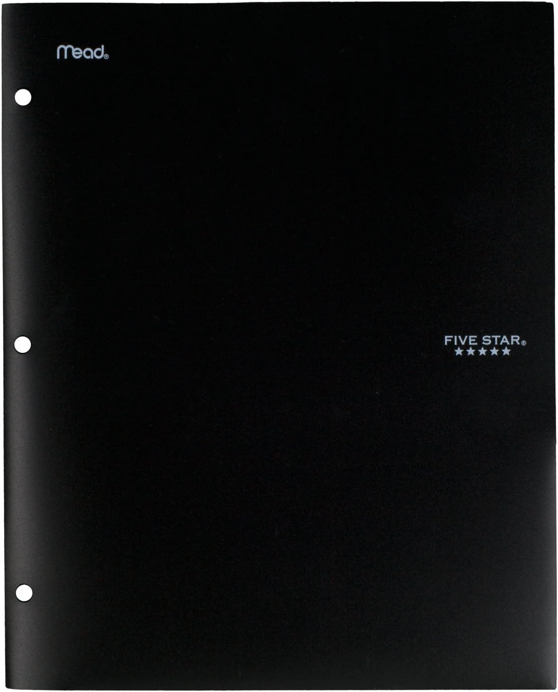 Five Star 4 Pocket Folders, Plastic, Folders with Pockets, Black, Blue, Red, Green, 4 Pack (38083)
