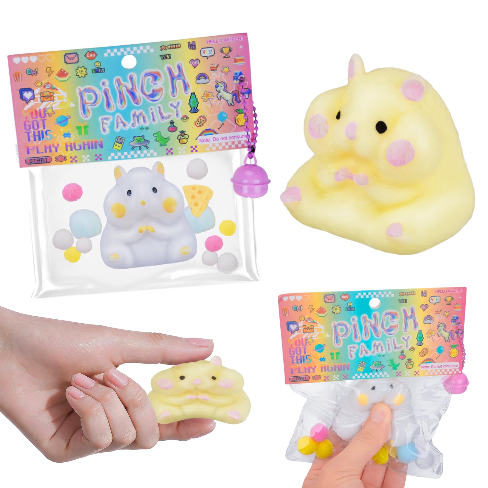 Vibbang Cute Hamster Squishy Toy, Mini Soft Squeeze Toy, Fidget Toy Squeeze, Animated Mouse Squeeze Silicone Toy, Suitable for Adults and Children, Perfect Gift (A)