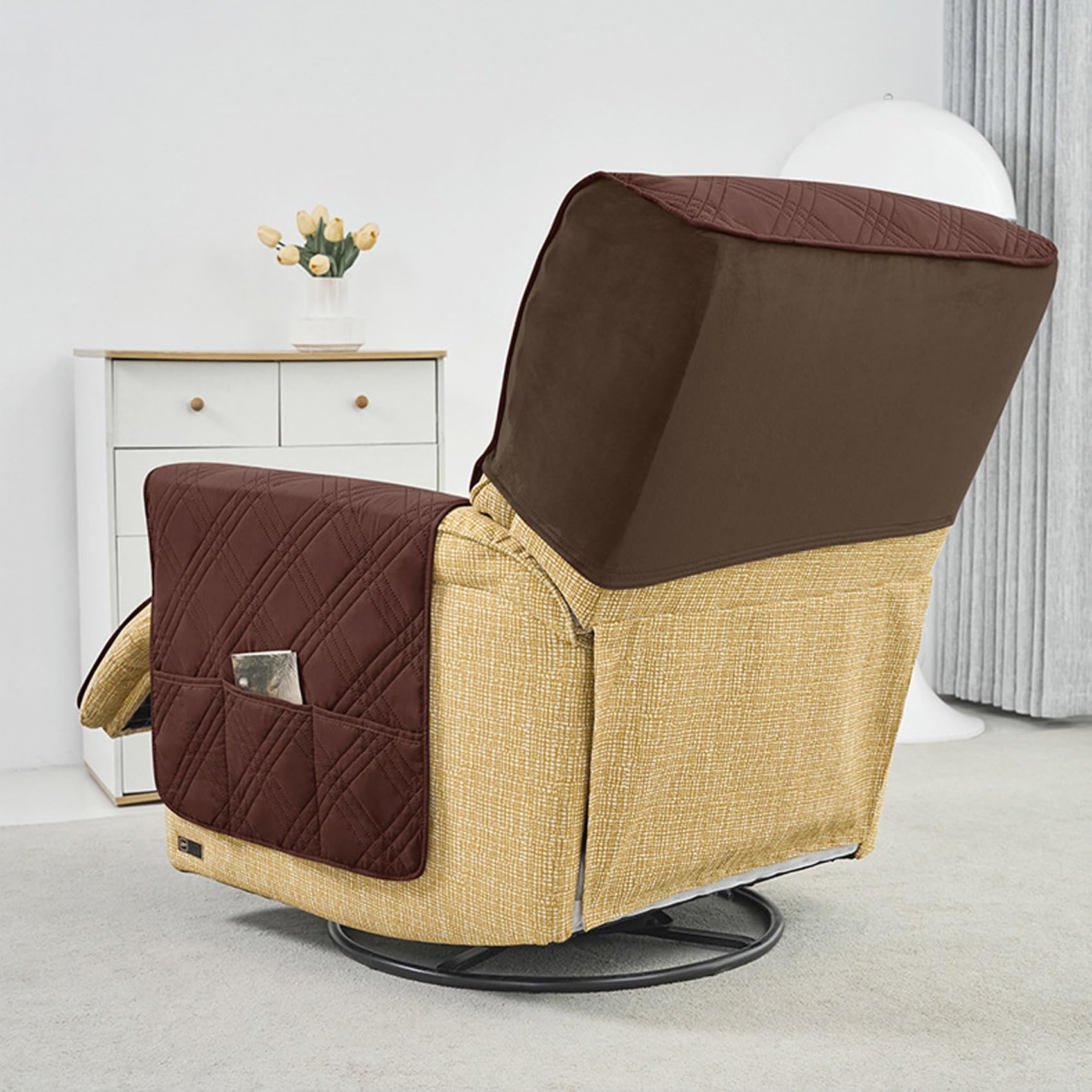 Copripoltrona 1 Posto Impermeabile Copri Poltrona Relax Reclinabile Elettrica Con Braccioli, Copri Poltrona Elettrica Antiscivolo Universale Antigraffio Antimacchia(Wine red)