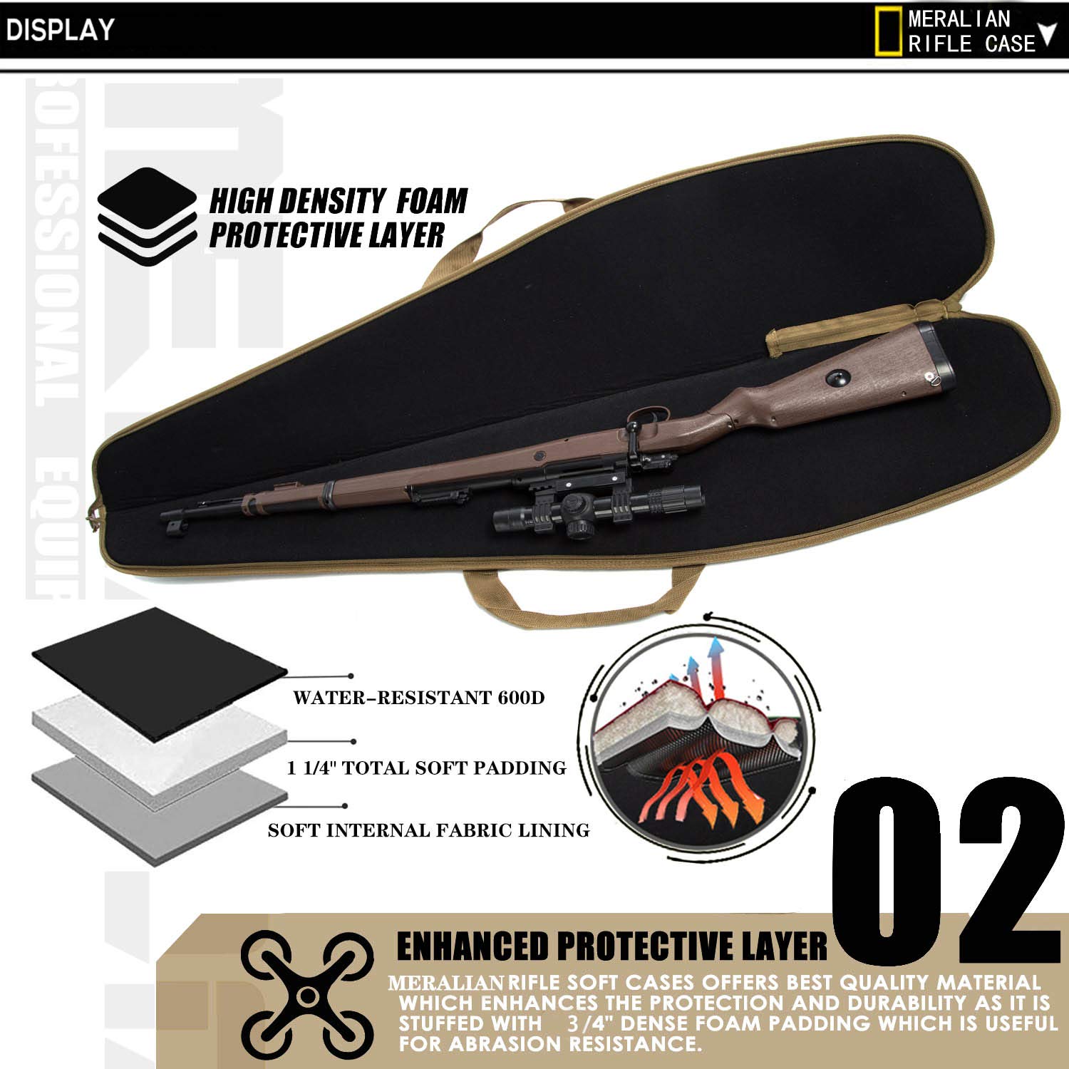 Snapklik.com : MERALIAN 44/48/52 Inch Rifle Case,Water-Resistant ...