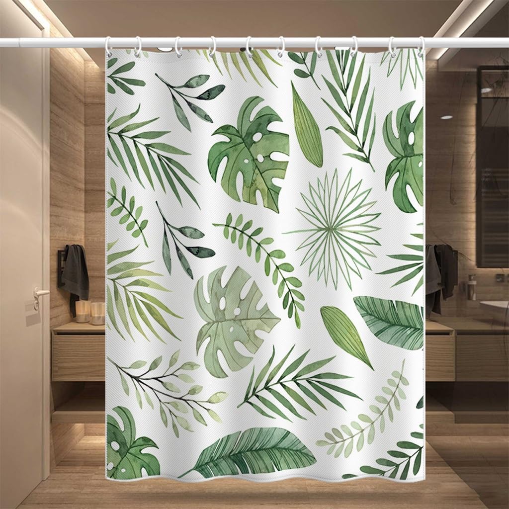NZPOST Cortina de Ducha de baño Patrón de Planta Cortina de Ducha Impermeable Baño Cortina de Puerta de Bloque Engrosado Cortina de partición de Tela de poliéster para el hogar