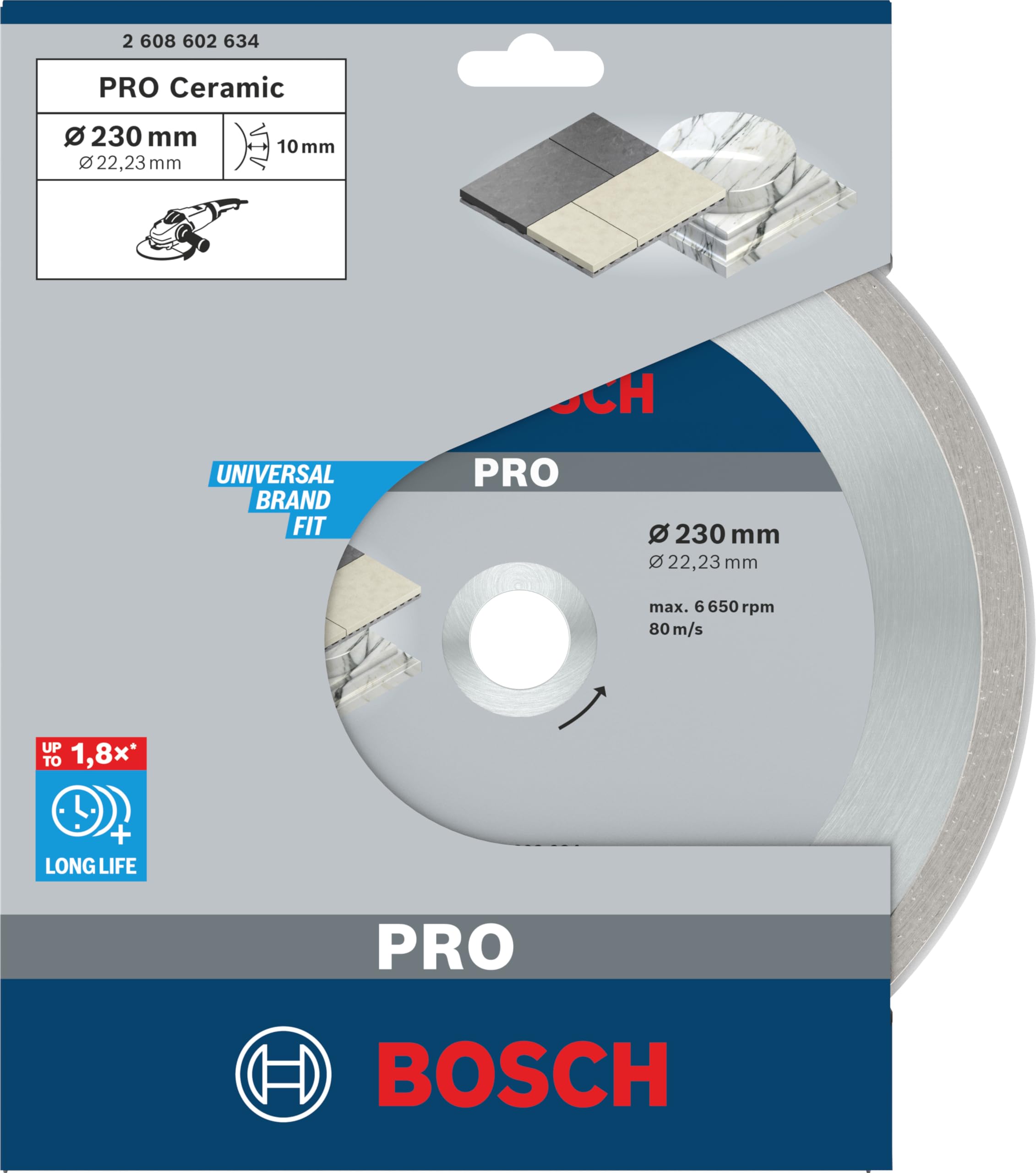 Bosch 2 608 602 634 - Disco de corte de diamante Best for Ceramic - 230 x 22,23 x 2,4 x 10 mm (pack de 1)