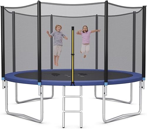 Miniatura 1 de Giantex Trampolín para niños y adultos, aprobado por ASTM 8, 10, 12, 14, 15, 16 pies, cama elástica grande con escalera, tubos de acero de grosor