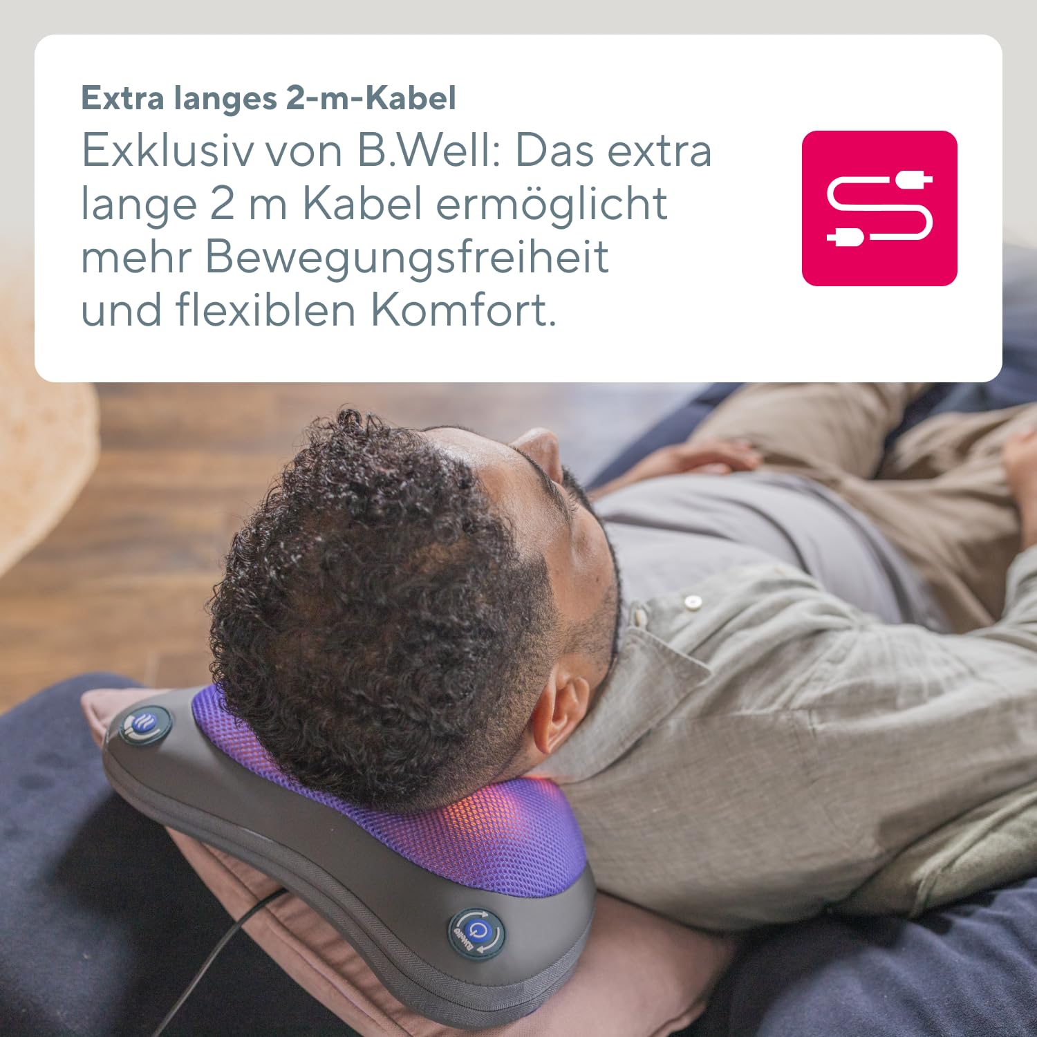 B.Well MED-420 Shiatsu-Massagegerät | Für Nacken, Schultern, Beine & mehr | Schweizer Qualitätsstandards: 3D-Rotationsköpfe mit Infrarot-Wärme, 3 Stufen und praktischer Armschlaufe