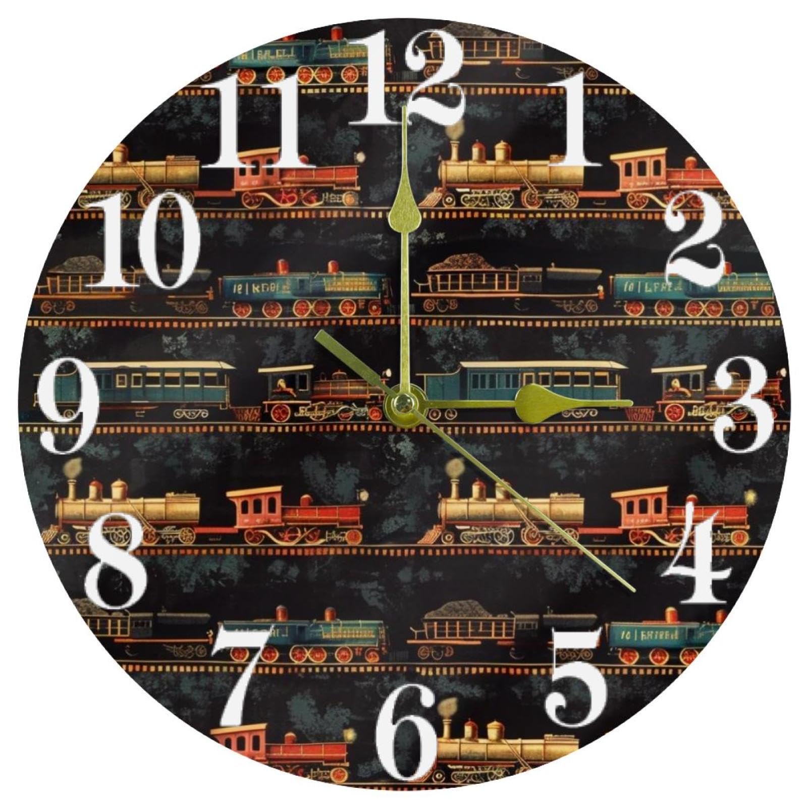 Horloge murale train rétro silencieuse pour travailler sans bruit