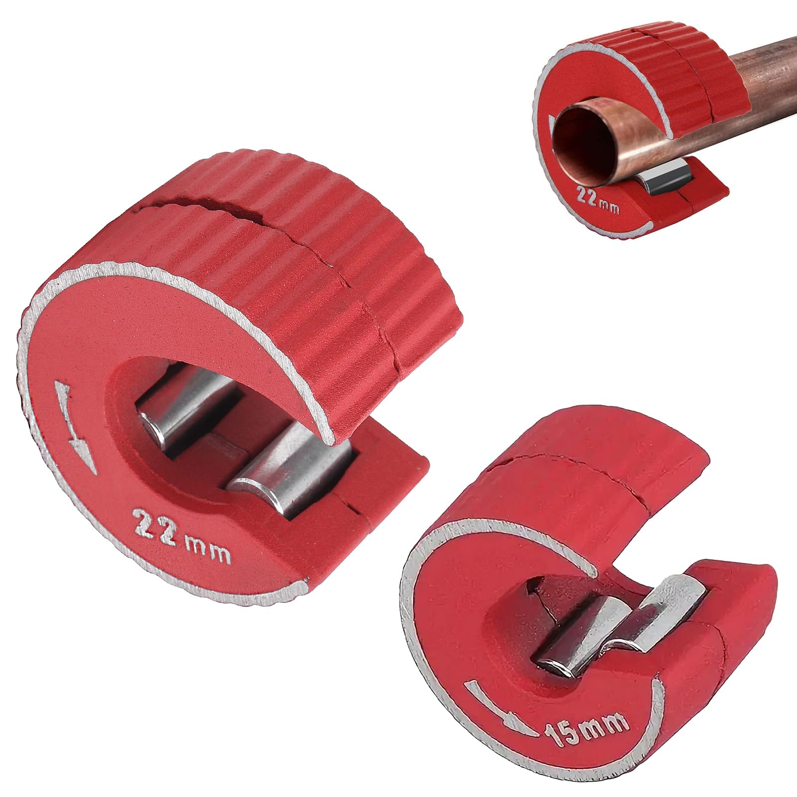 SPORWAY Pipe Cutter 15mm and 22mm: 2 Pack Aluminum Alloy Copper Pipe Cutter, Precision Pipe Slice Tube Cutter, Durable Pipe Slice Copper Pipe, for Plumbing and Tube Cutting
