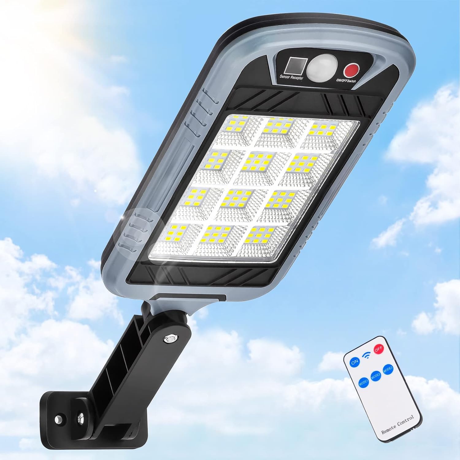 BLURISM Solar Street Light Outdoor with Remote Control | Super Bright LED, Motion Sensor, Waterproof, Solar Powered Wall & Pole Mounted Lamp for Garden, Yard, Garage, Driveway-image-49
