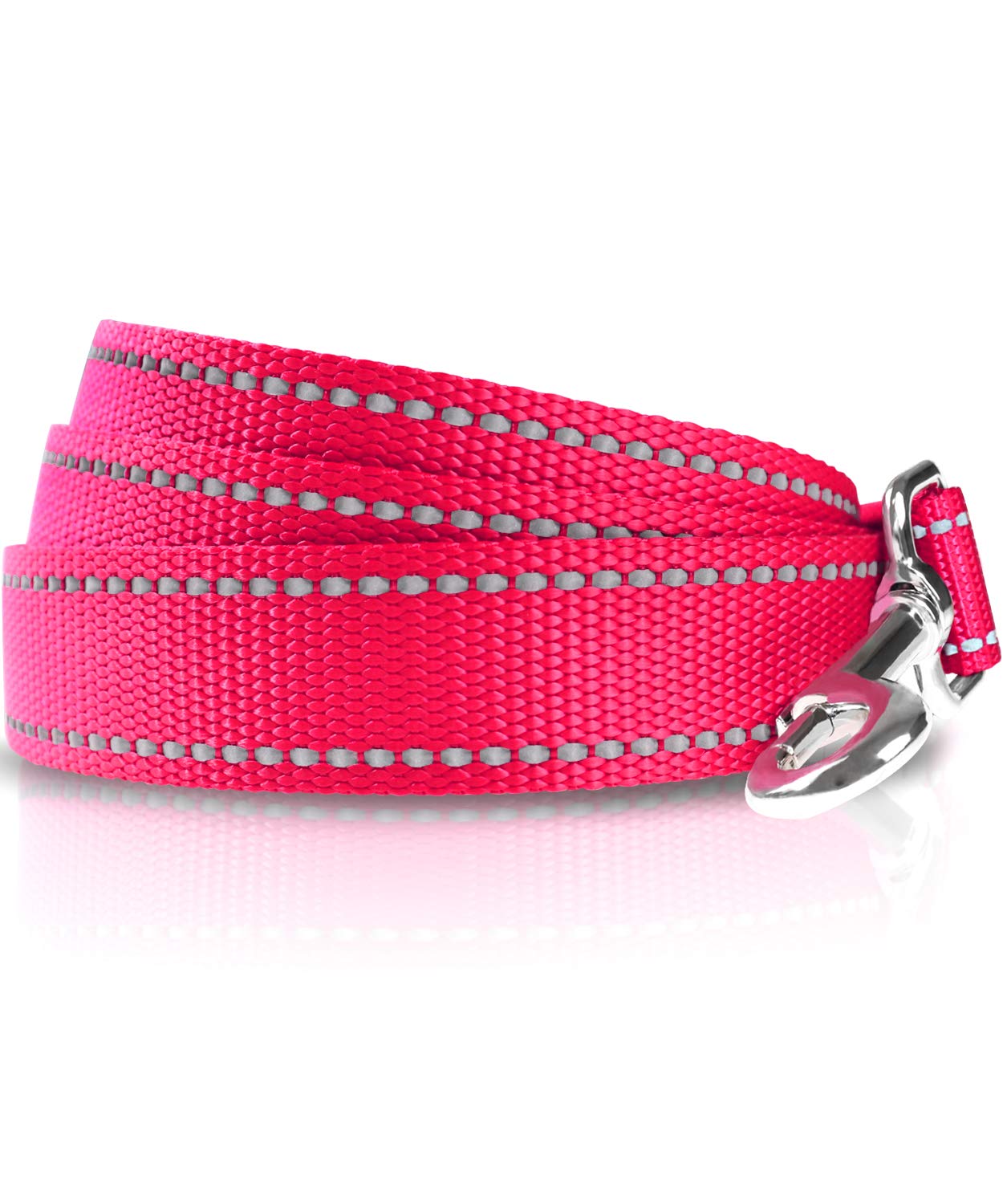Taglory Guinzaglio per Cani Riflettente con Manico Imbottito e Gancio in Metallo, Nylon Resistente Addestramento Cane Guinzaglio, 1.8 Metri Rosa Caldo