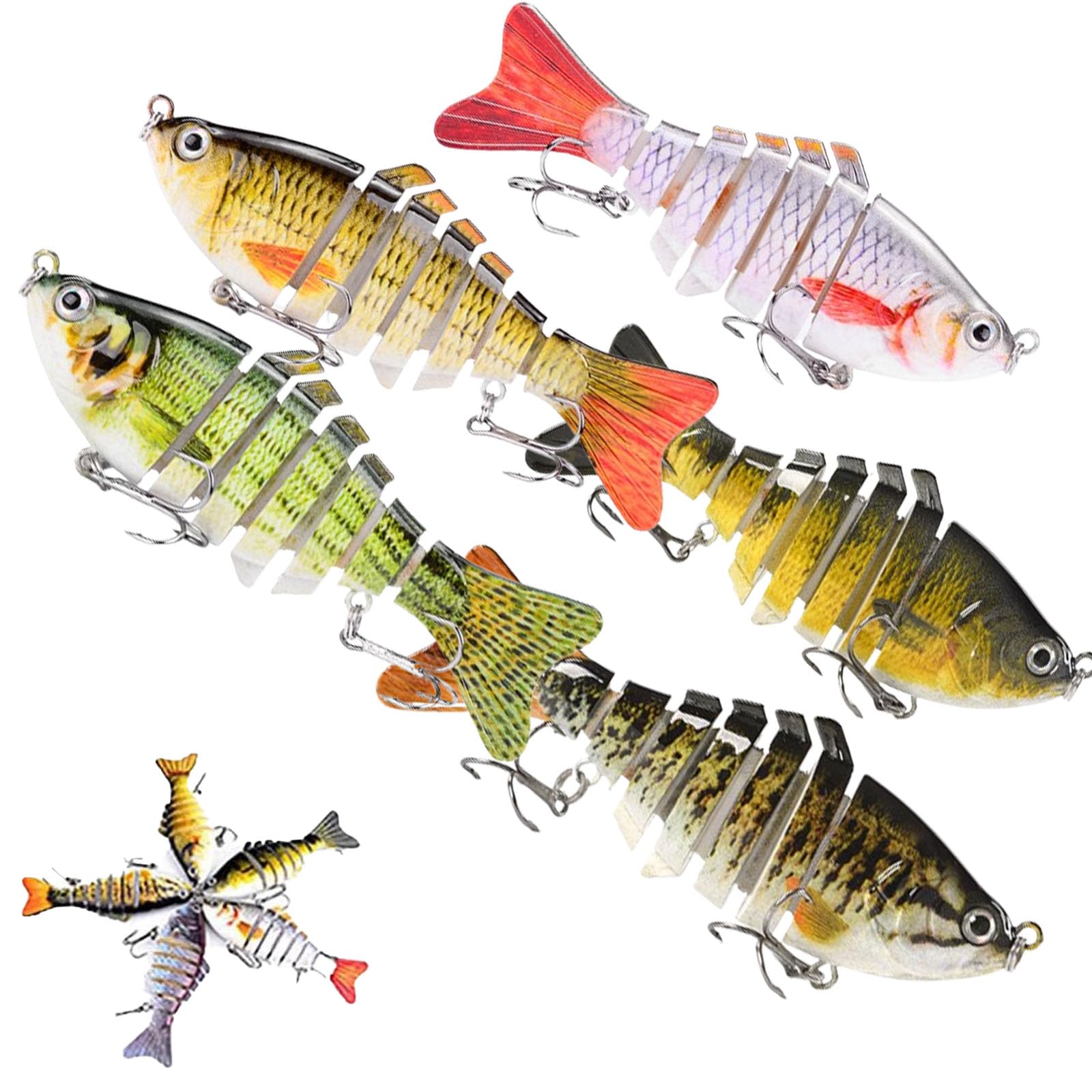 2025 Fishing Gear - Bionic Swimming Bait, Probero Robotic Fishing Lure, Swim Baits for Bass Fishing, 3D Bionic Swimming Lure -Just Like a Real Injured Bait Fish (5pcs B)