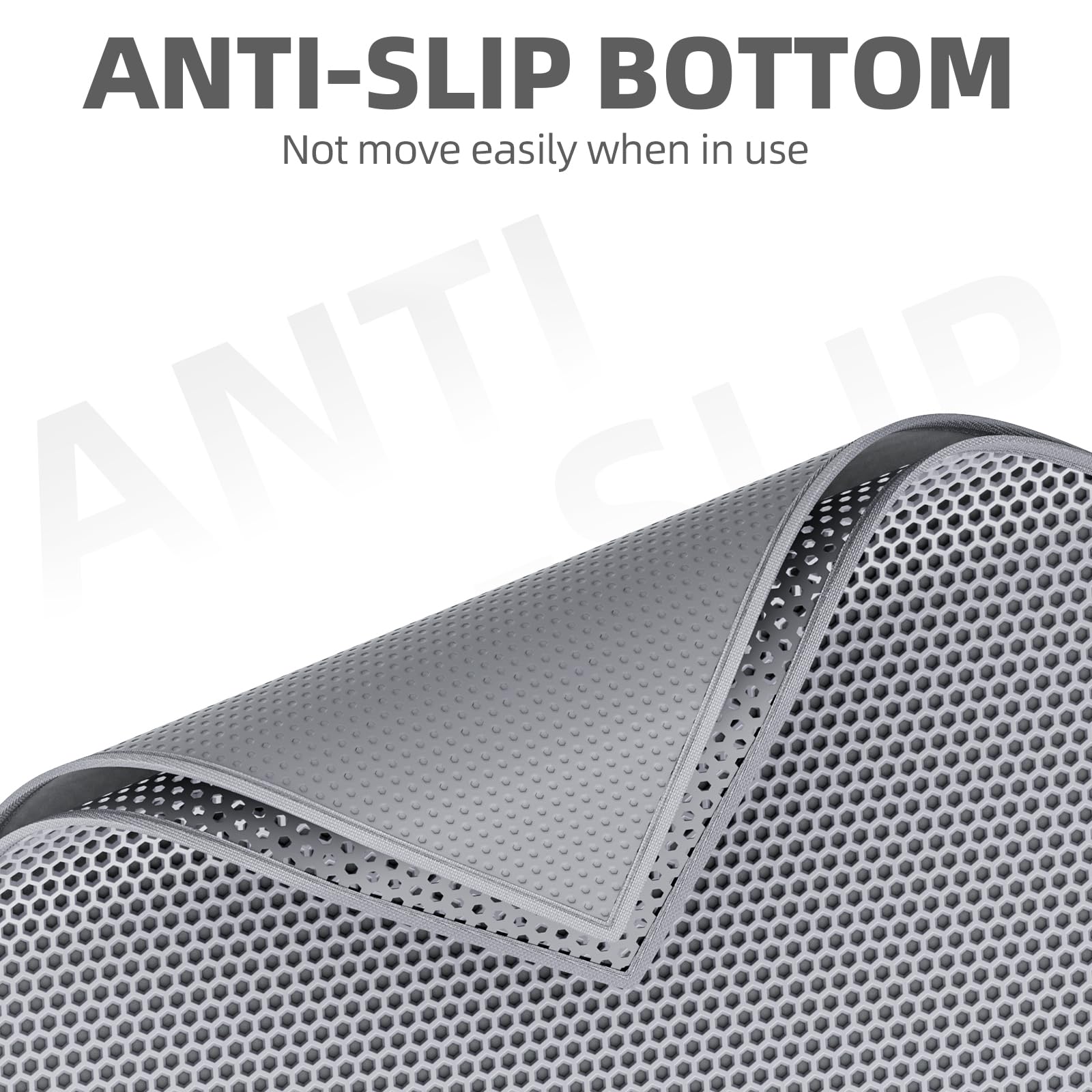 ESTHELLO Tapete para arena para gatos, tapete para atrapar arena para gatos, diseño de panal de abeja de doble capa, fácil de limpiar, lavable (36 x 30 pulgadas, color gris)