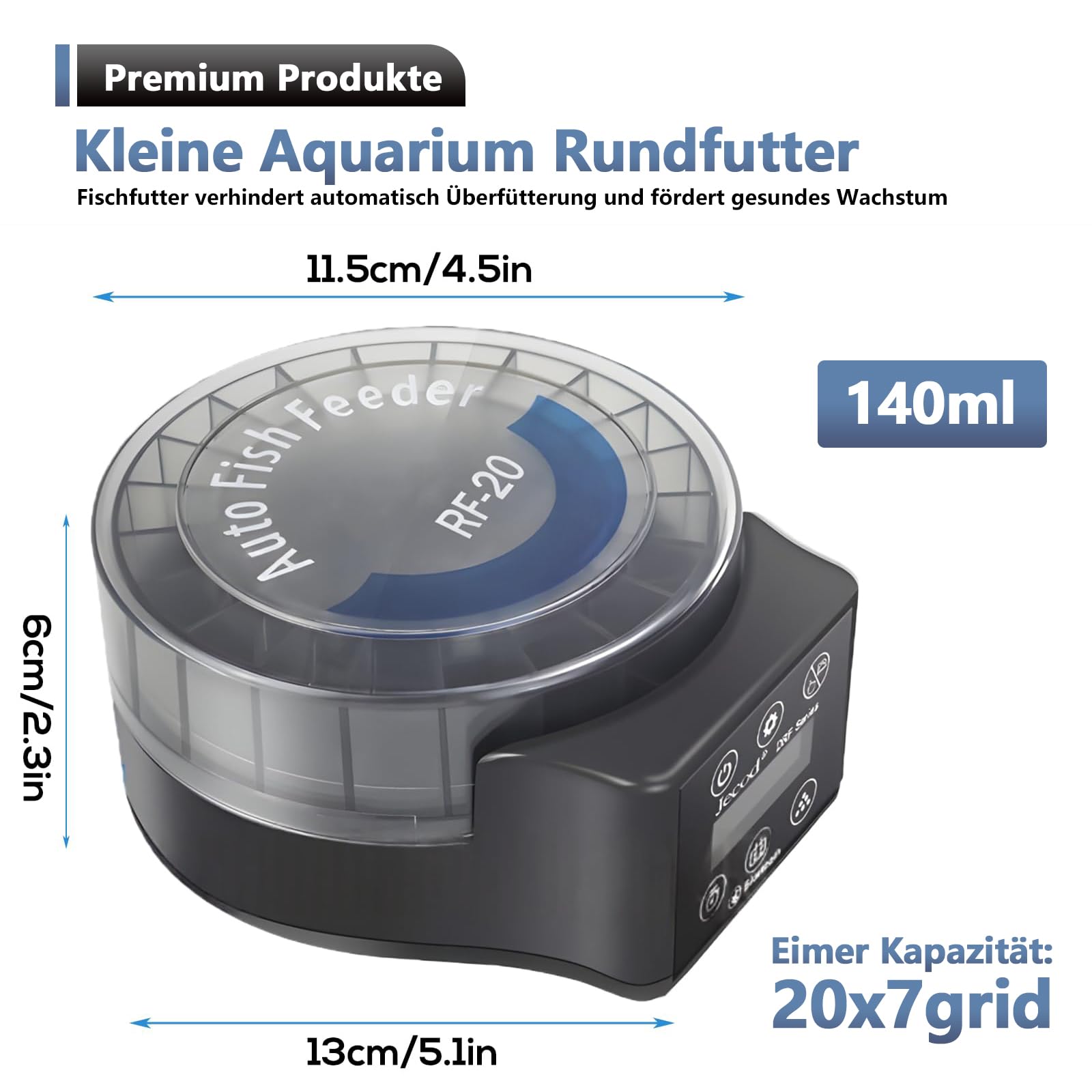 Futterautomat Aquarium, Automatischer Fischfutterautomat für Aquarium mit Timer – Einstellbarer Fischfutter Automat für Pellets & Granulat, Batteriebetriebenes