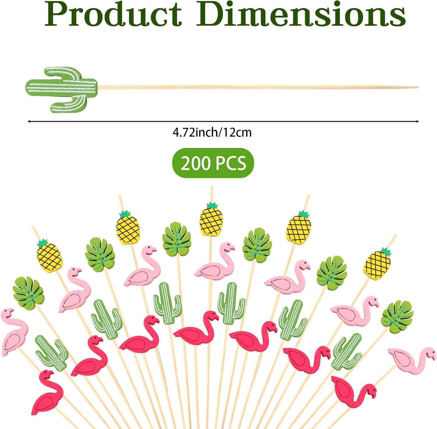 200 Pcs Tropical Cocktail Picks, Decorative Toothpicks for Drink image 2