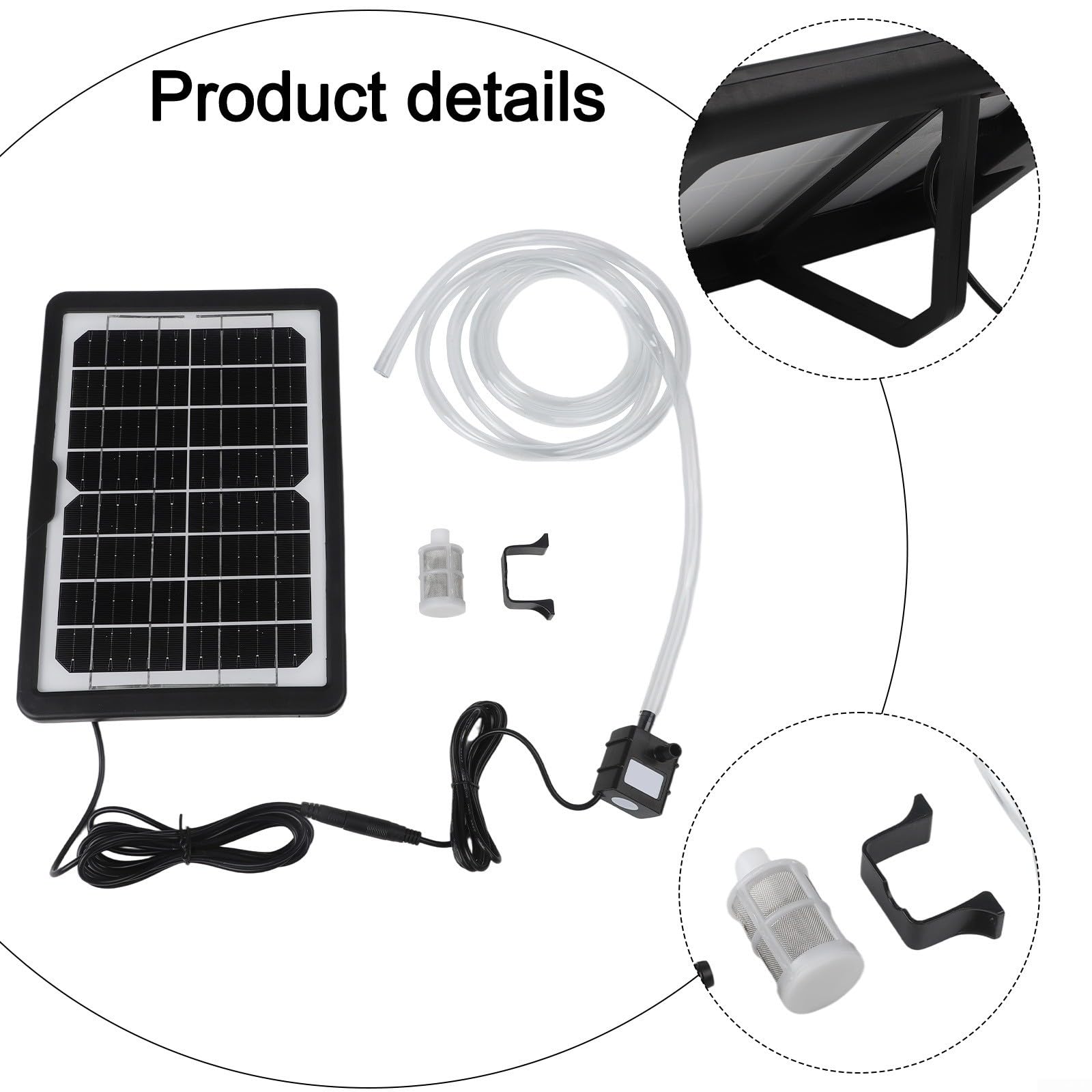 Solar Teichpumpe mit Filter,Solar Springbrunnen Pumpe Kit mit 1.5m Wasserleitung, 6W 9V Solarpanel Unterwasserpumpe für Teich Aquarium Sauerstoffzirkulation 2,5m Förderhöhe