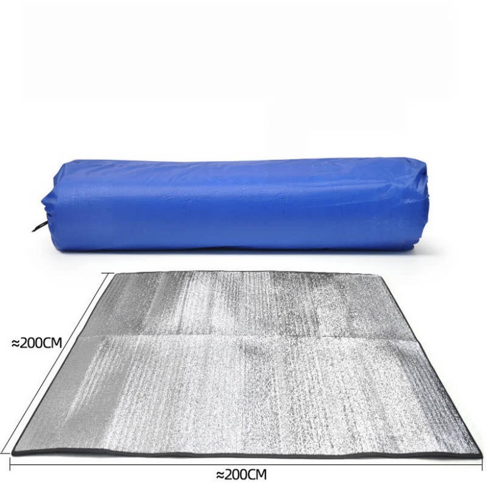 Genérico Esterilla de Camping Impermeable de Papel de Aluminio, Lona térmica Plegable de 2x2 m, Manta Aislante Ligera para Senderismo, Picnic y Dormir en Tiendas de campaña.