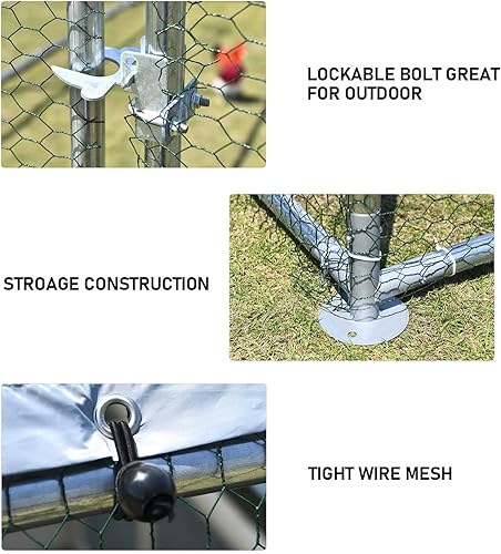 Vista 15 de 4ever2buy Gallinero grande de metal con jaula de aves de corral para corrales, jaula de corral para corrales, gallineros techados con cubierta