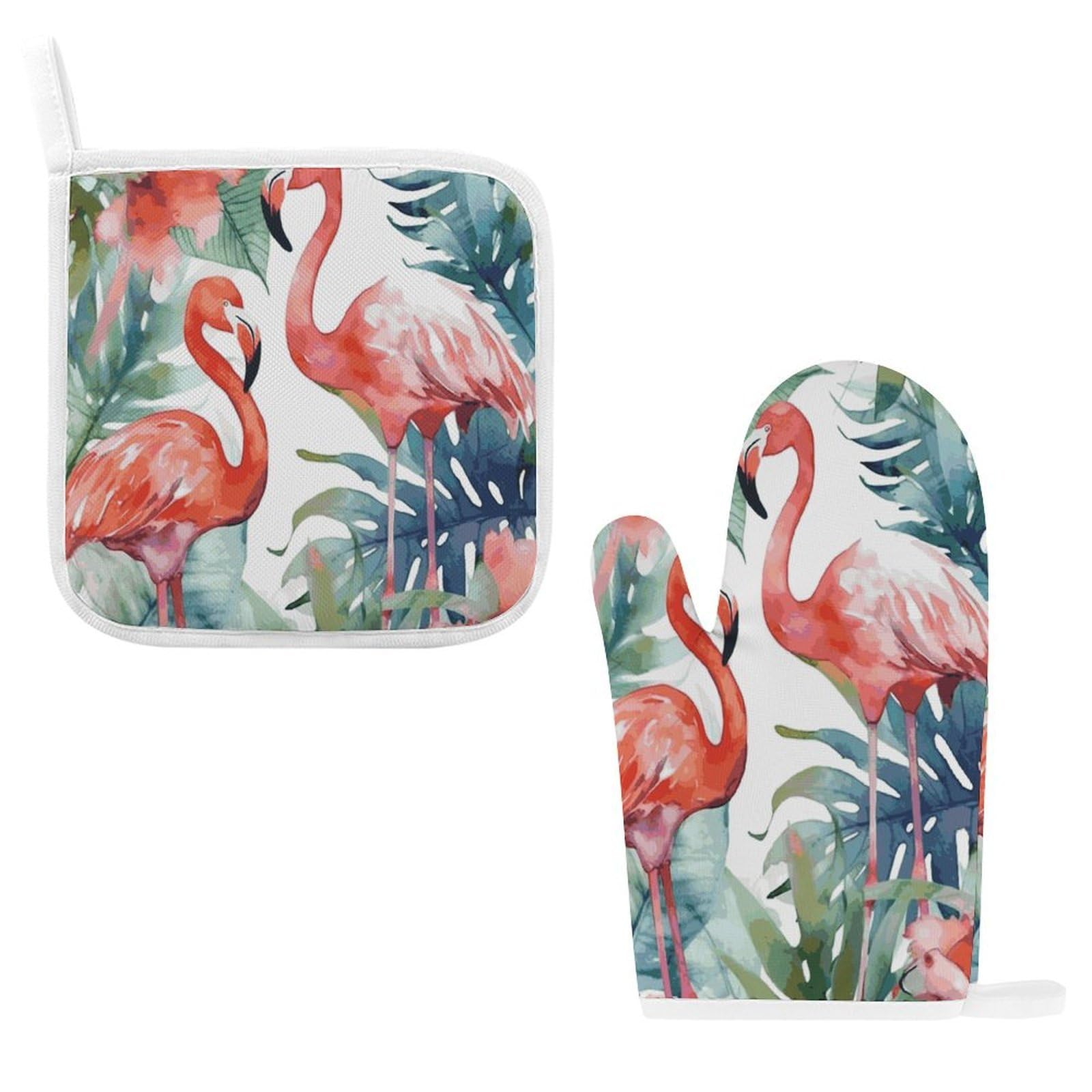 Fodpand Style Flamingos Watercolor Tropics Oven Mitts And Pot Holders Sets