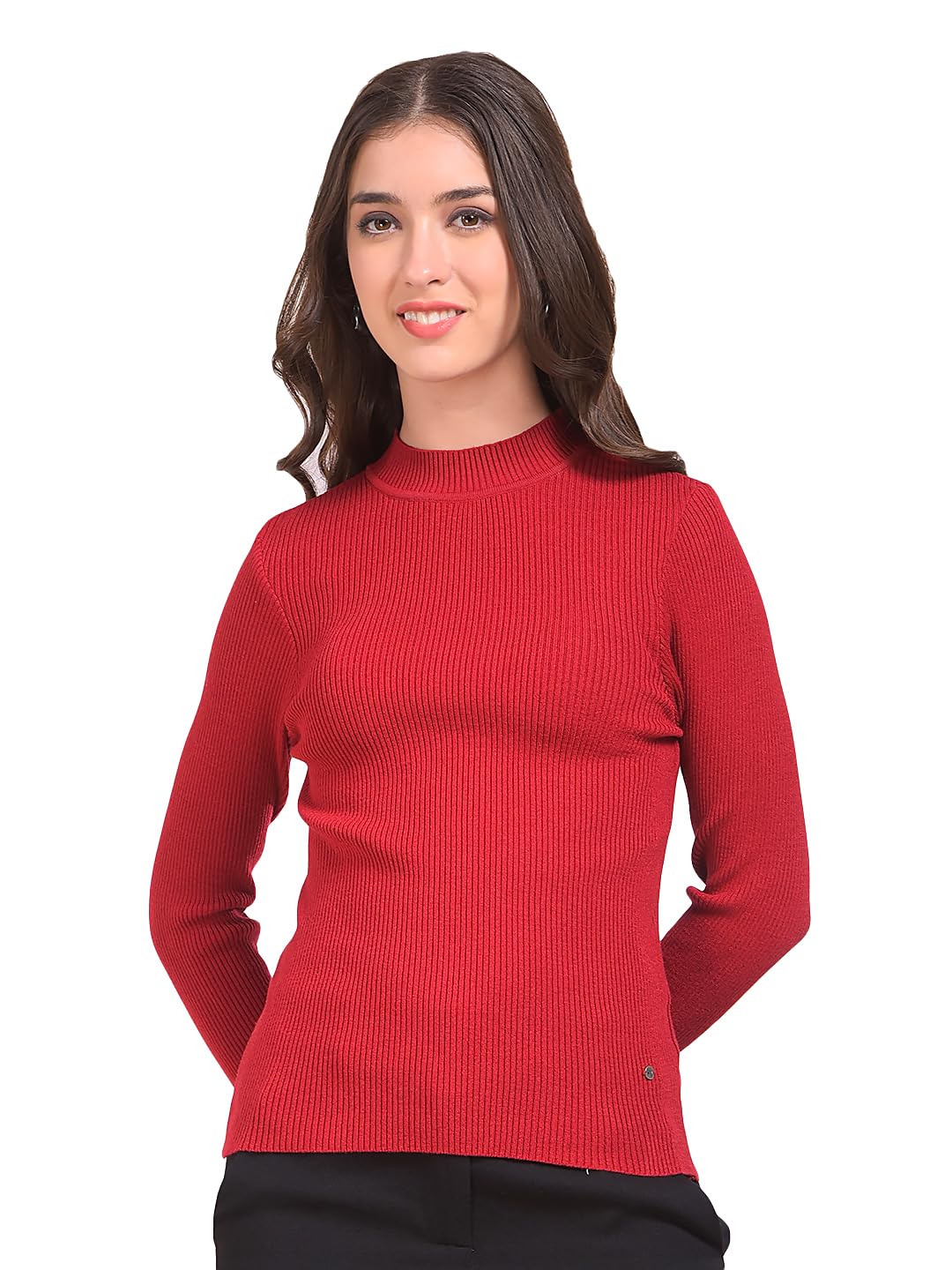crimsoune club Women's Maroon High Neck Sweater-picture-12
