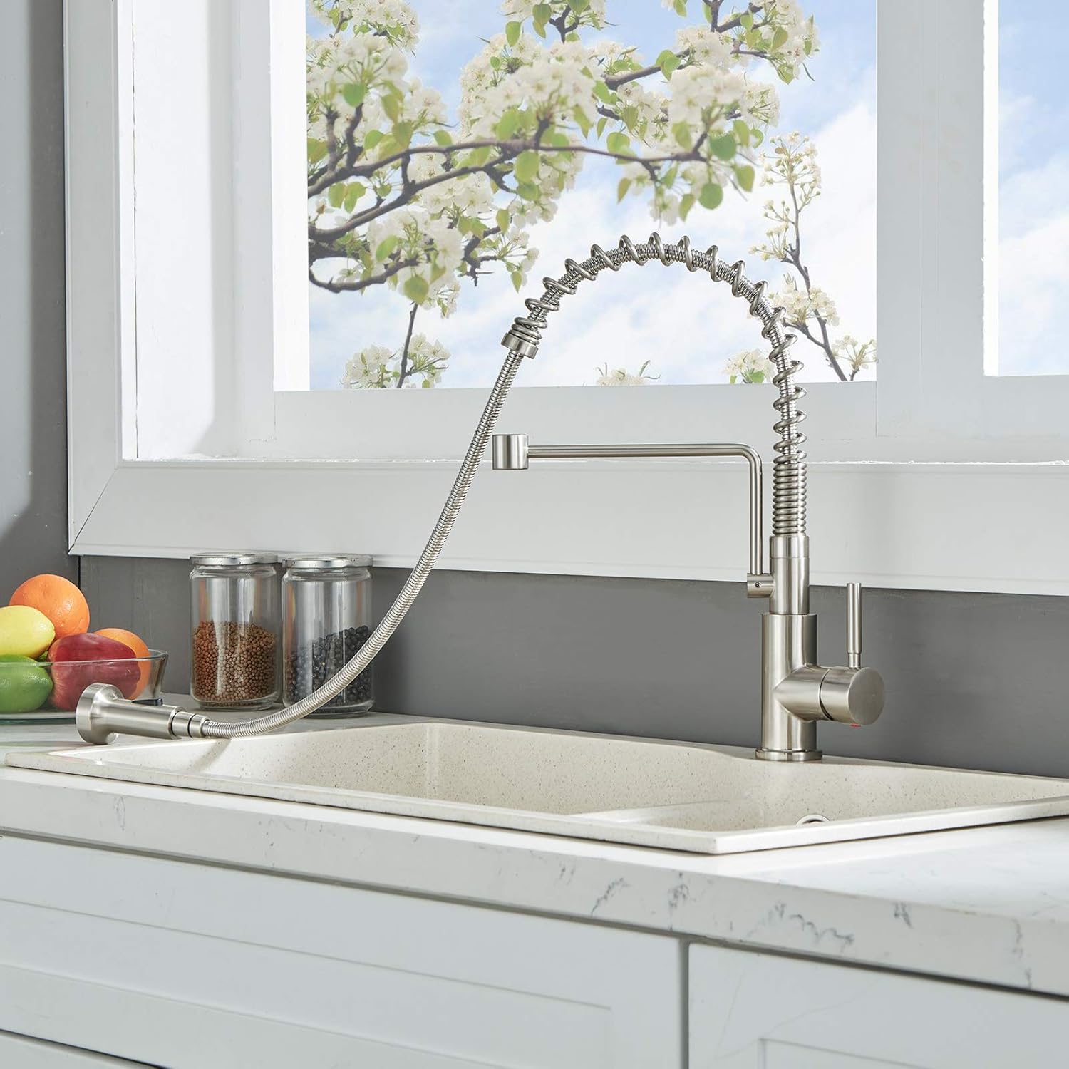 Amazing 🔥 Friho Lead-Free Commercial Brushed Nickel Stainless Steel Single Handle Single Lever Pull Out Pull Down Sprayer Spring Bar Sink Kitchen Sink Faucet, Brushed Nickel Kitchen Faucets Flash Deals - 80% OFF Friho Lead-Free Commercial Brushed Nickel Stainless Steel Single Handle Single Lever Pull Out Pull Down Sprayer Spring Bar Sink Kitchen Sink Faucet, Brushed Nickel Kitchen Faucets