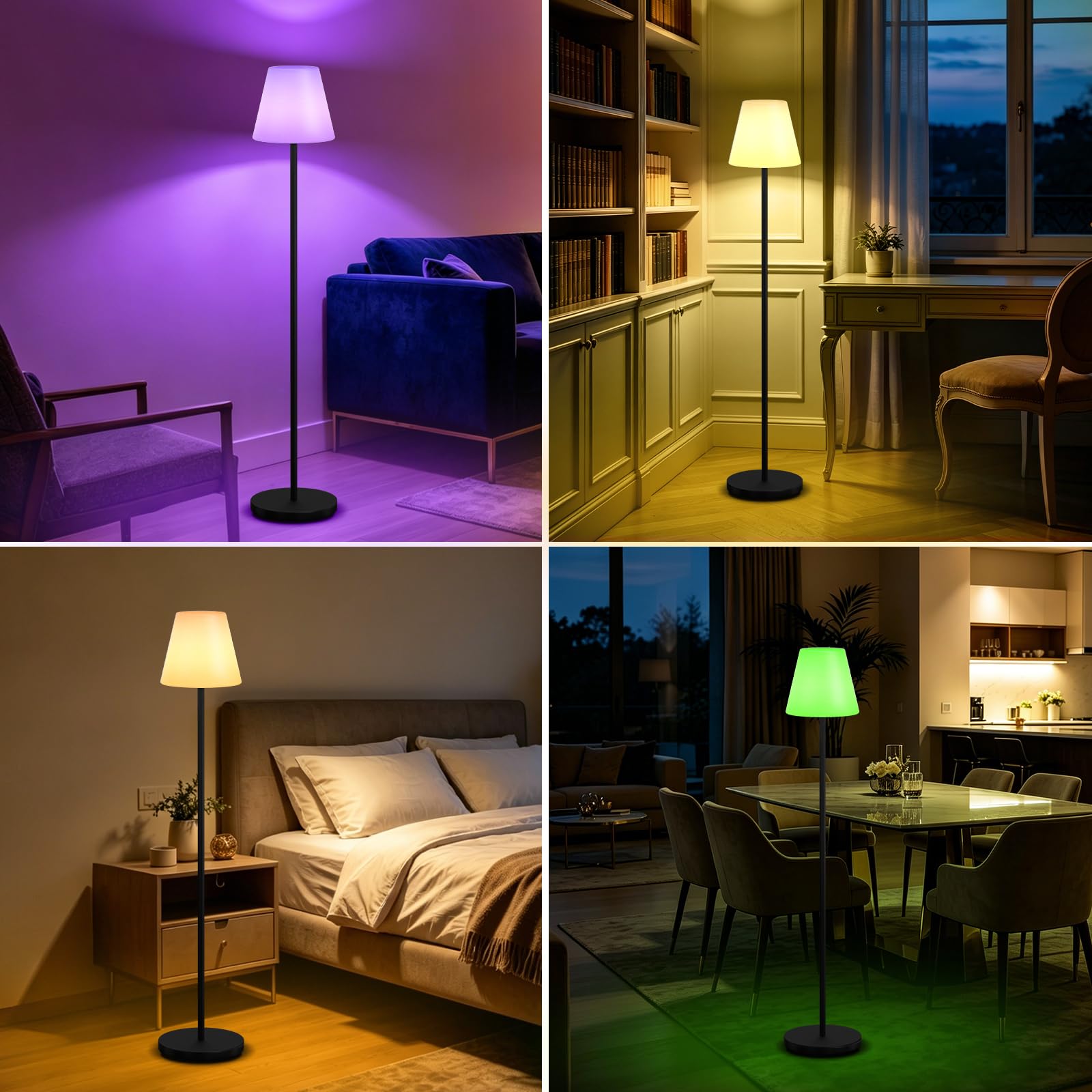 uuffoo Outdoor Stehlampe LED Dimmbar Wiederaufladbar USB Höhenverstellbar RGB Warmweiß APP E27 Metall Rundsockel