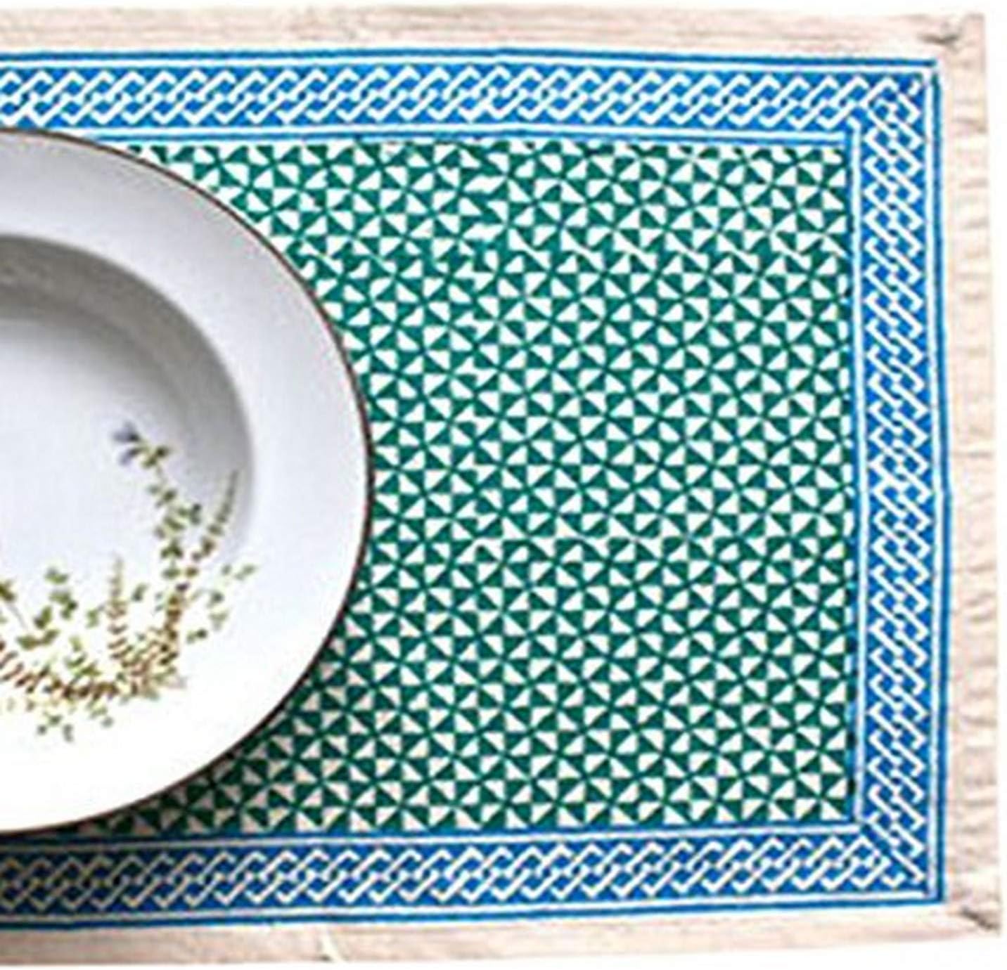 Sustainable Threads Pirouette Sea Table Runner, 13" x 35", Blue/Green