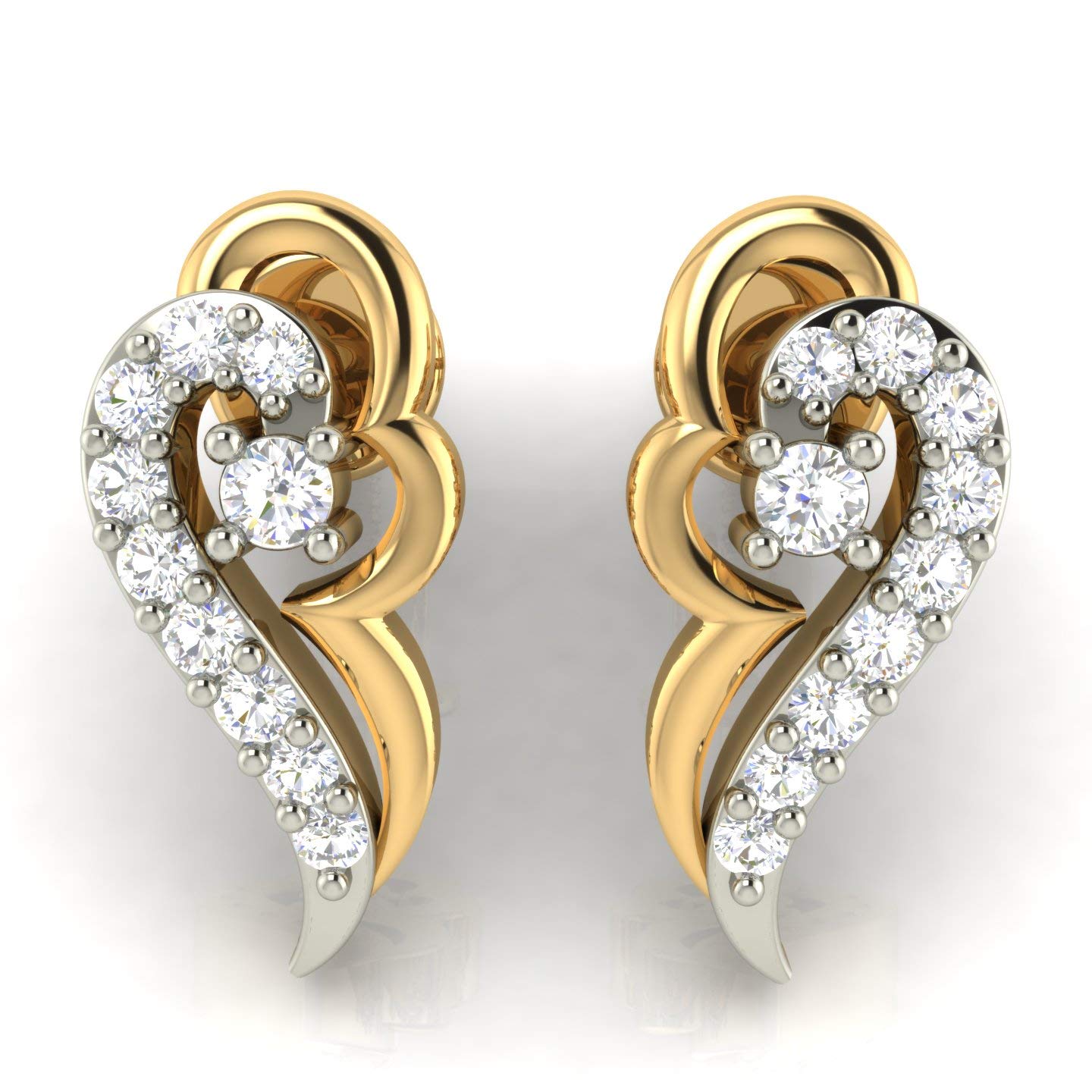 avsar 18k (750) Yellow Gold and Diamond Stud Earrings for Women-picture-37