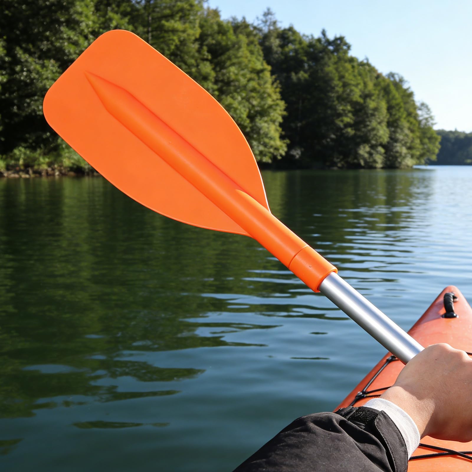 Healvian Pagaia Telescopica per Canoa Manico a T, Pagaia Pieghevole Galleggiante di Emergenza per Kayak e Piccola Barca, Regolabile e Leggera per Sport Acquatici