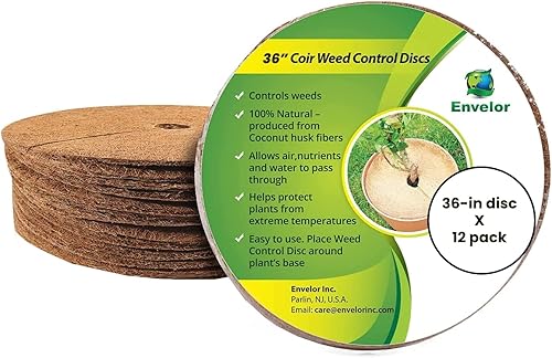 Envelor Anillos de fibra de coco para árbol de fibra de coco de 36 pulgadas, paquete de 12 unidades de discos de fibra de coco para flores, macetas,
