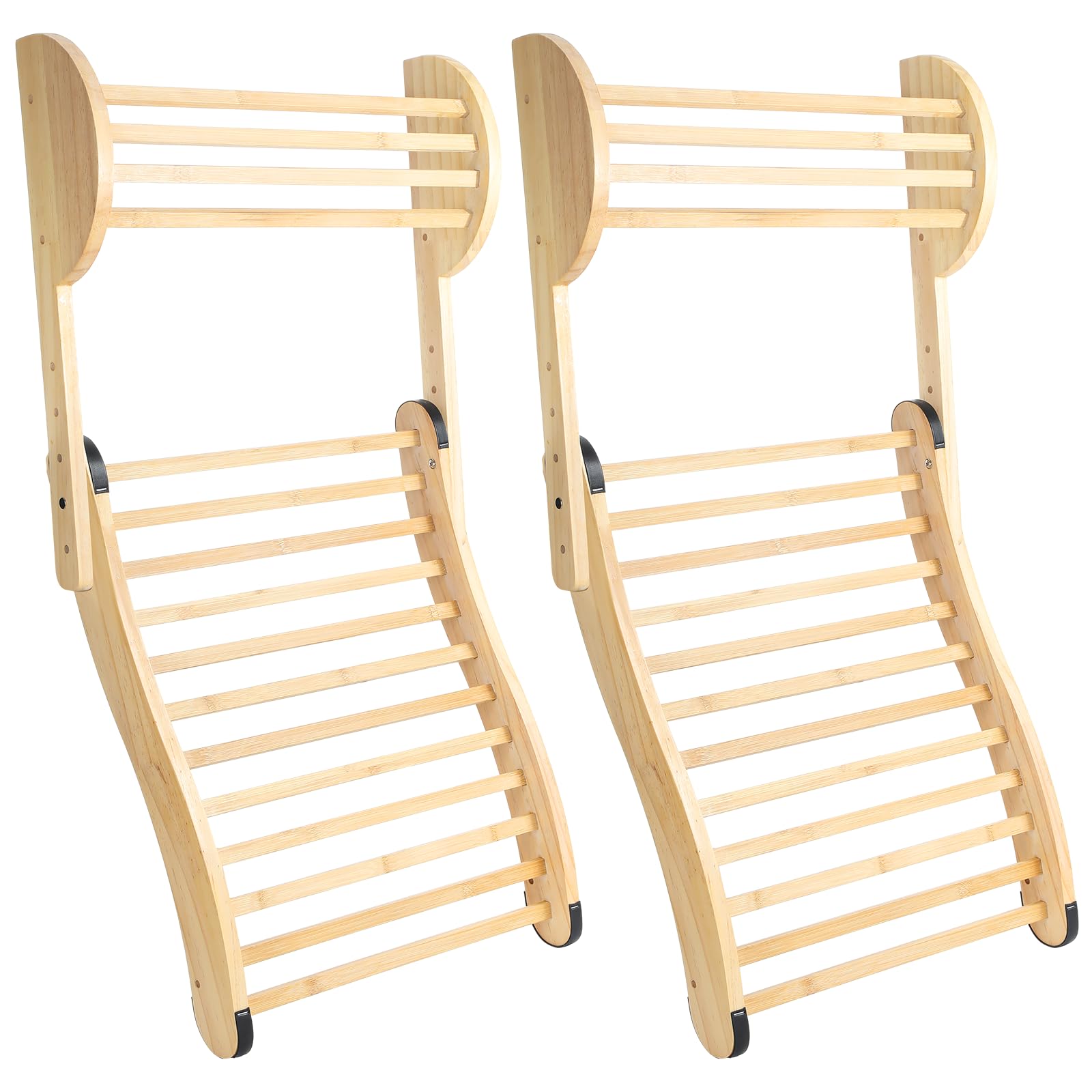 weysat 2 pcs sauna backrest added adjustable neck pillow bamboo adjustable backrest sauna back rest with anti slip rubber pad for bathroom accessory