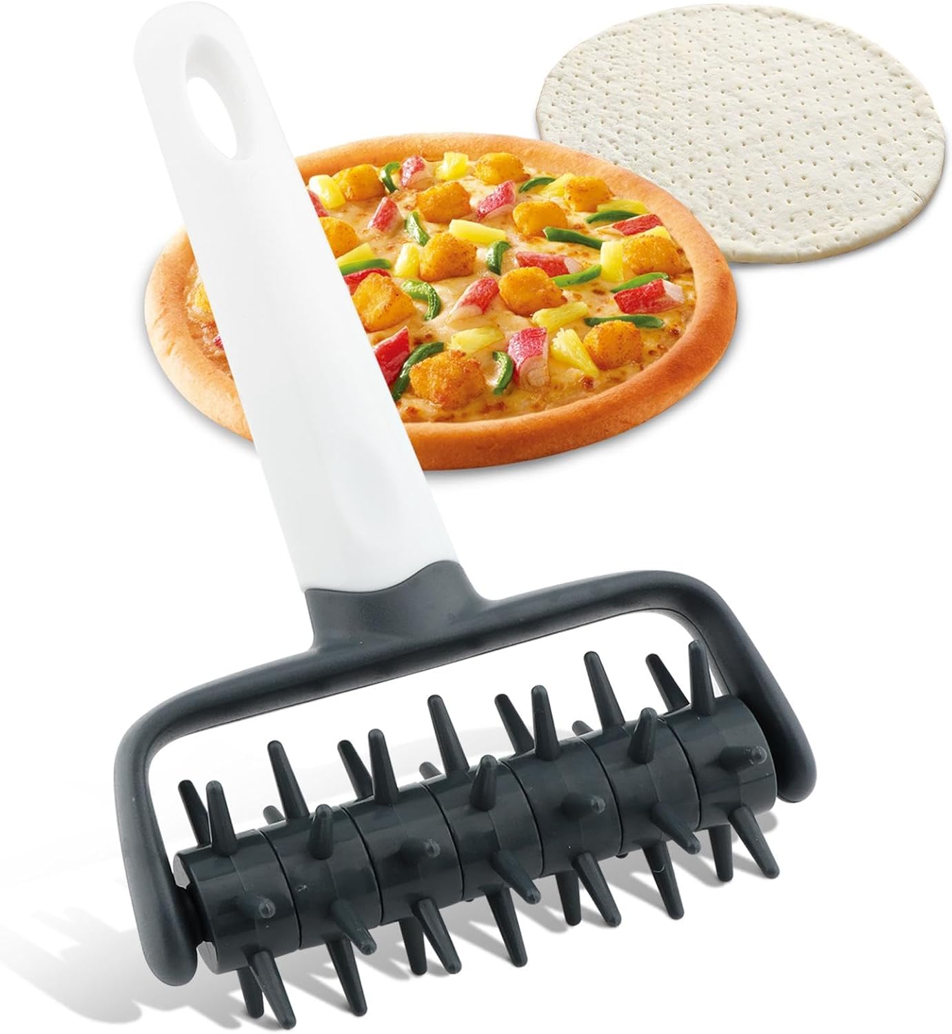 Pizza Dough Docker,Pastry Roller with Spikes Docker Dough Bubble killer Pie Docker Roller for Home Kitchen Pizza Making Accessories(Dark grey) Pizza Dough Docker,Pastry Roller with Spikes Docker Dough Bubble killer Pie Docker Roller for Home Kitchen Pizza Making Accessories(Dark grey)
